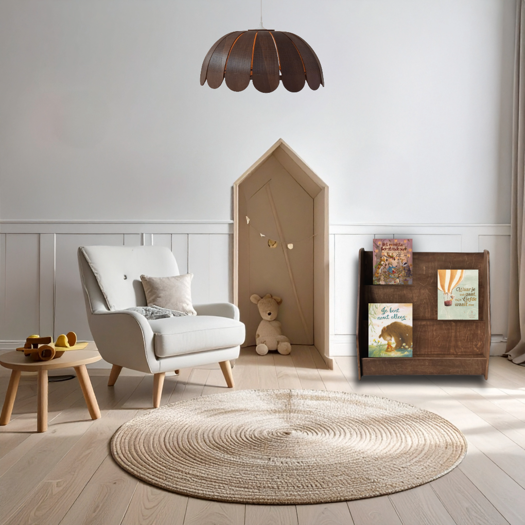 Moodie montessori boekenkast kinderkamer | 3 treden - wengé (walnut) - toddie.nl ®