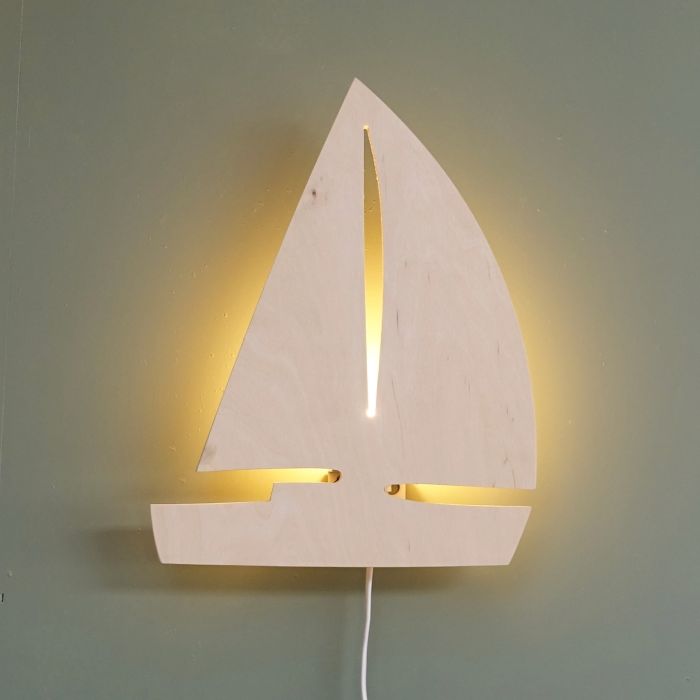 Houten wandlamp kinderkamer | Zeilboot - toddie.nl