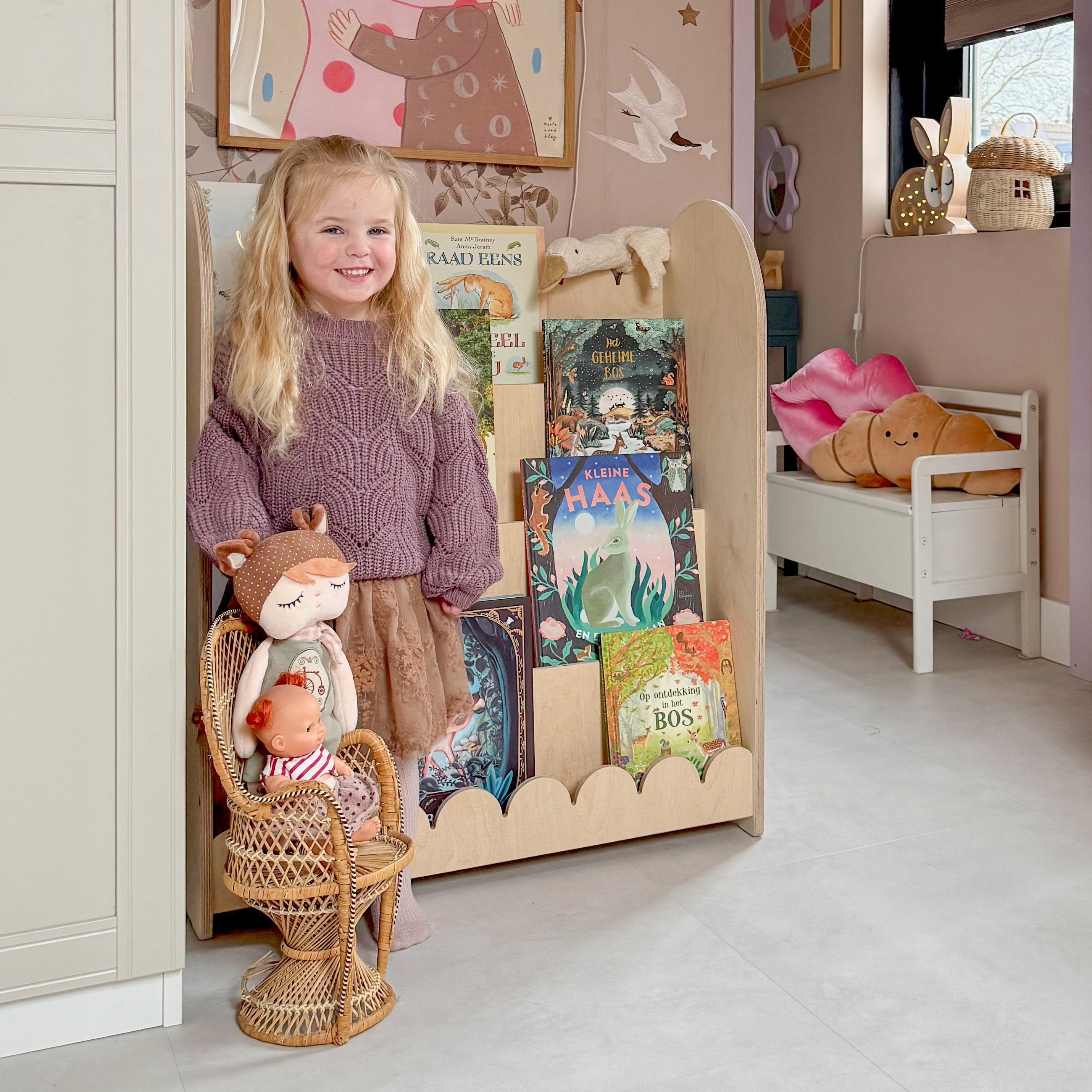 Bubble Montessori étagère à livres chambre d'enfant | 4 marches - naturel