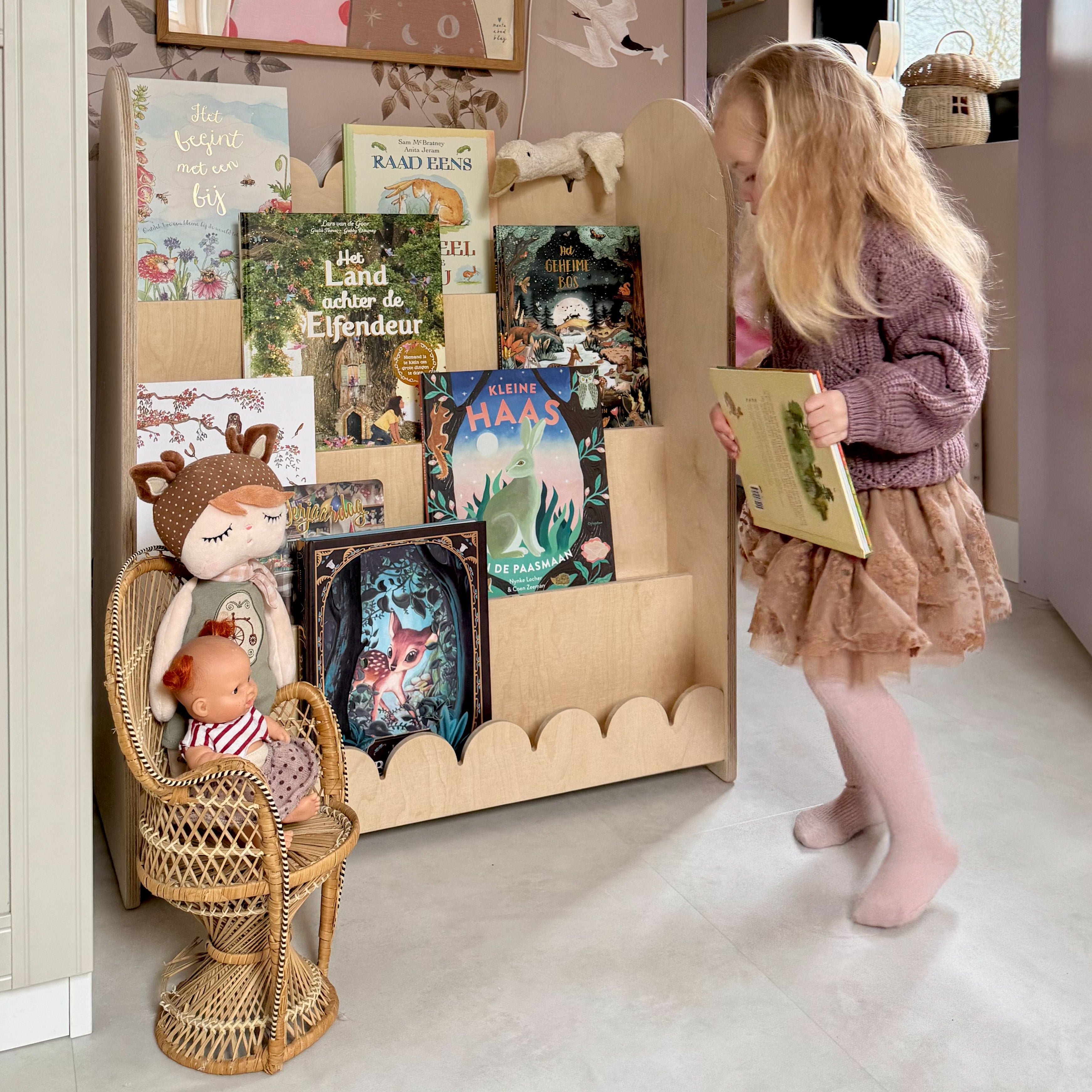 Bubble Montessori étagère à livres chambre d'enfant | 4 marches - naturel