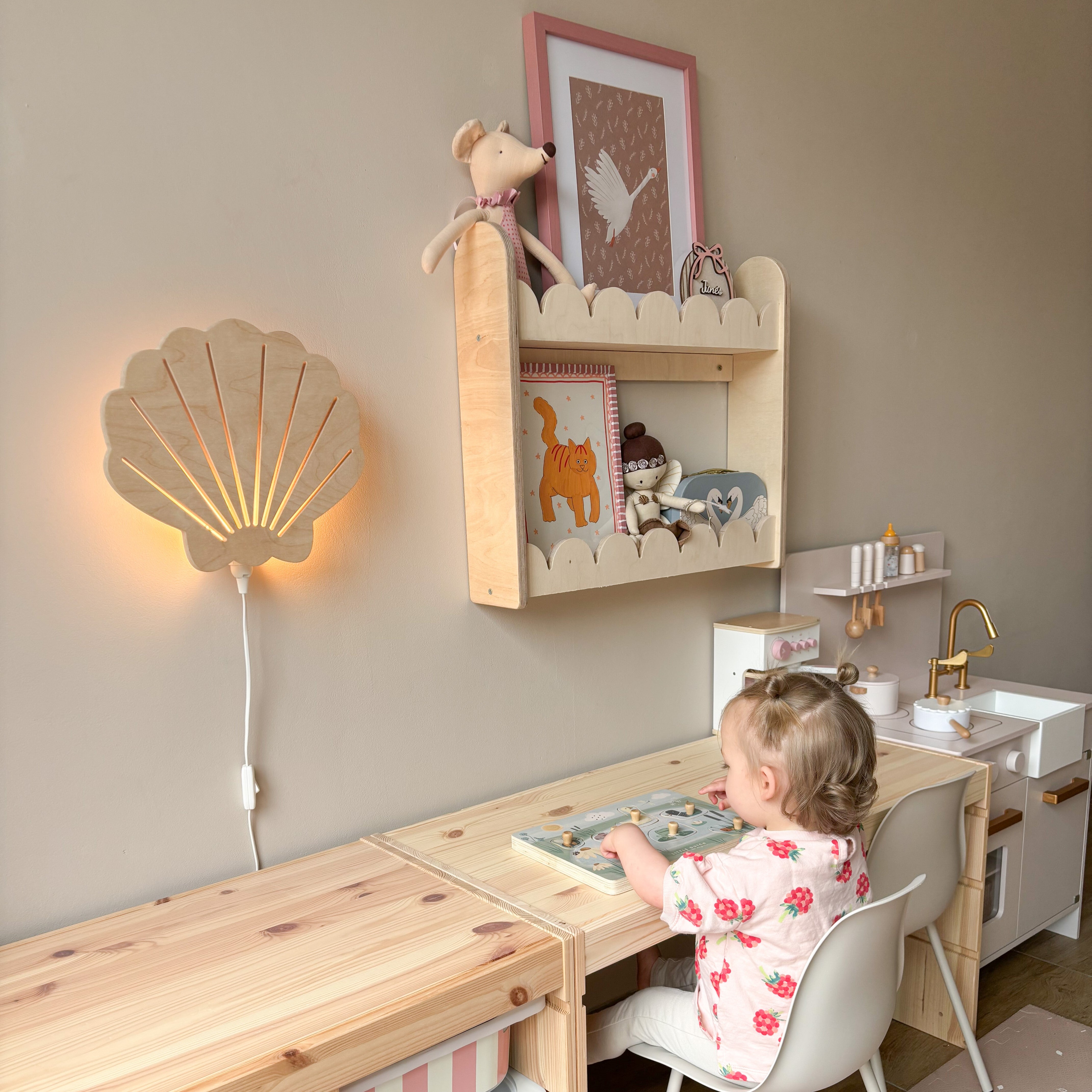 Applique murale en bois chambre d'enfant | Coquillage - naturel - toddie.fr