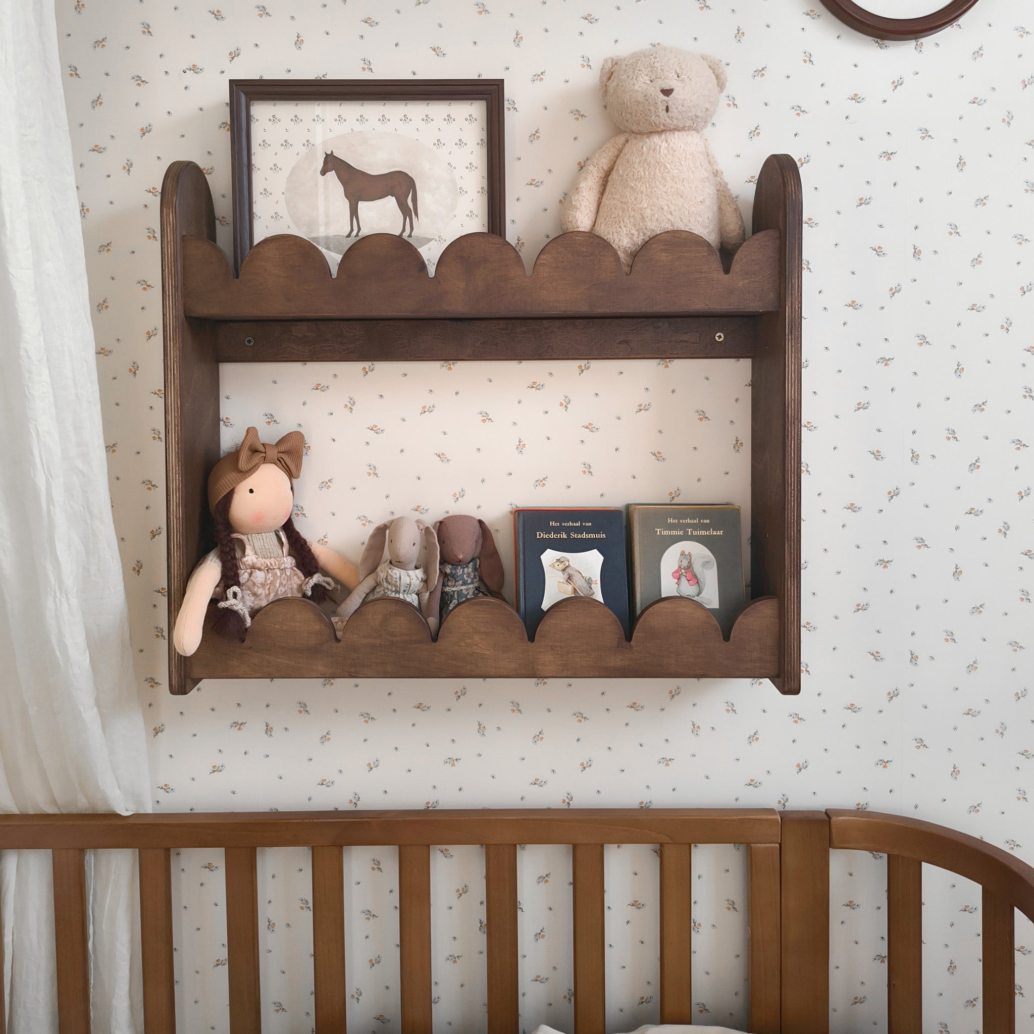 Bibliothèque Bubble Montessori nursery | 2 étagères - teinté wengé