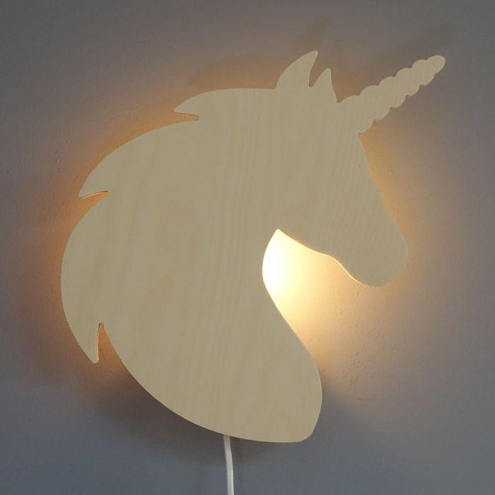 Houten wandlamp kinderkamer | Eenhoorn - blank - toddie.nl ®