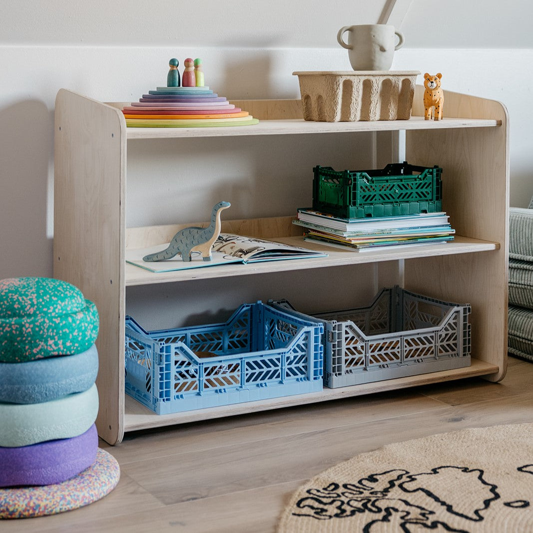 Jollie Montessori meuble à jouets | Étagère à livres 3 étagères - naturel