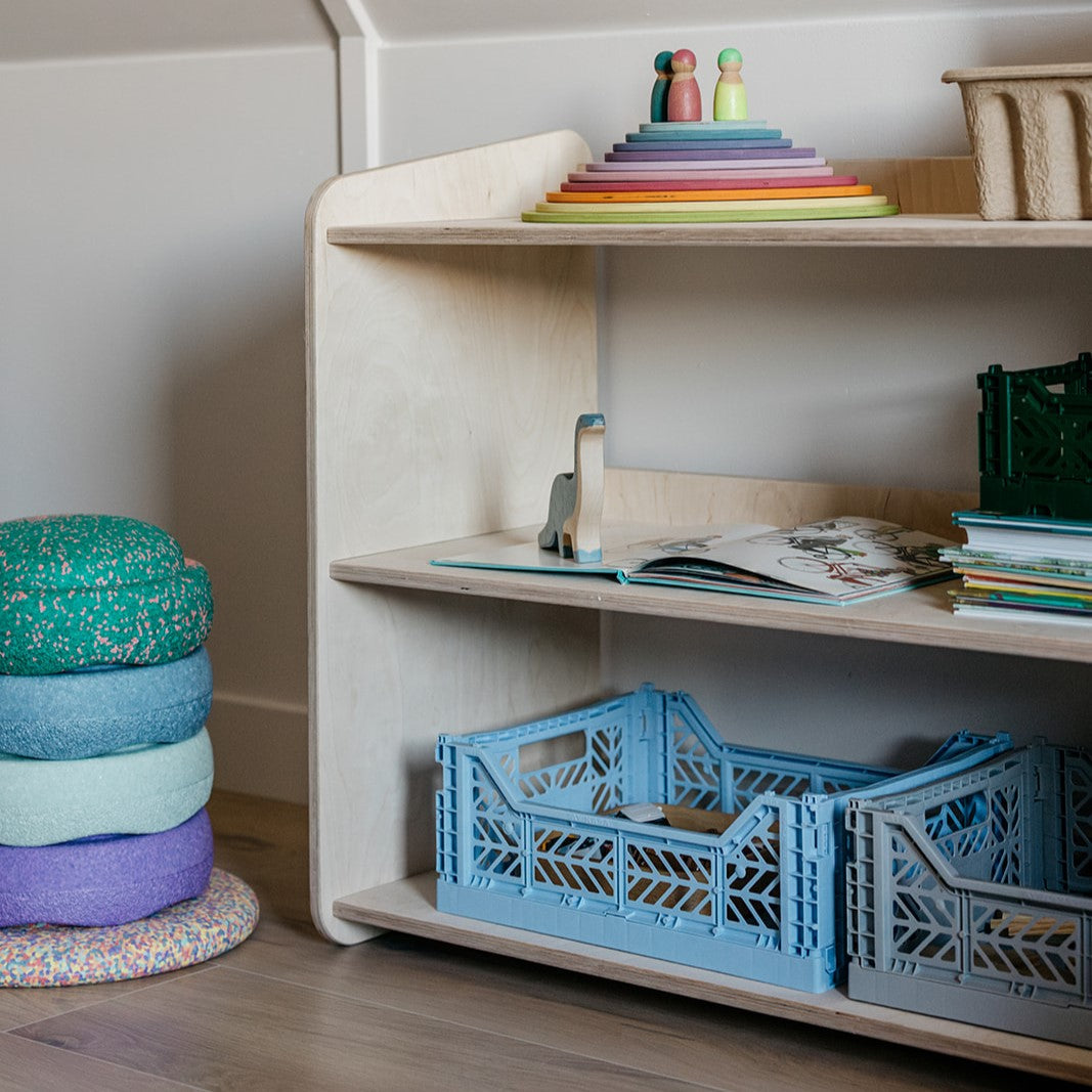 Jollie Montessori meuble à jouets | Étagère à livres 3 étagères - naturel