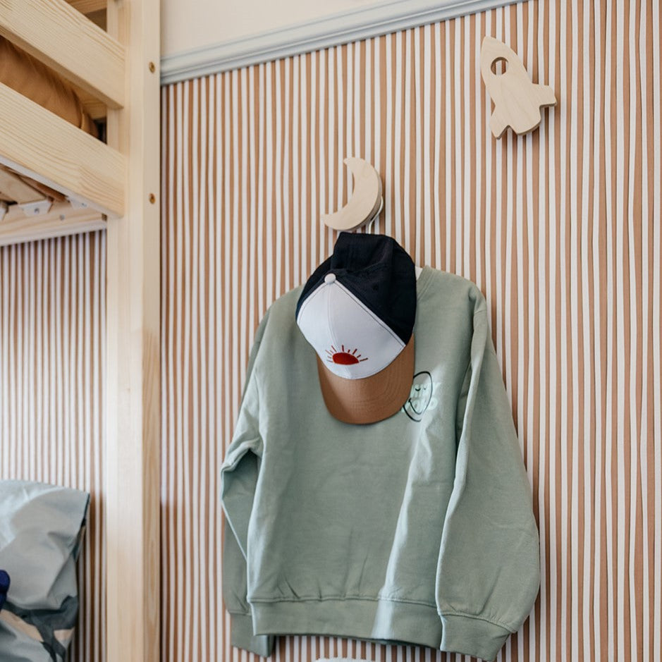 Houten wandhaken kinderkamer | Raket en maan - blank - toddie.nl ®