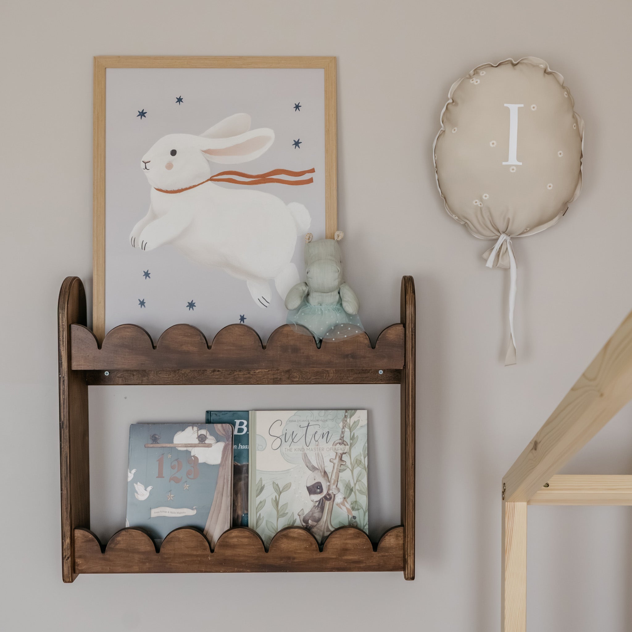 Bibliothèque Bubble Montessori nursery | 2 étagères - teinté wengé