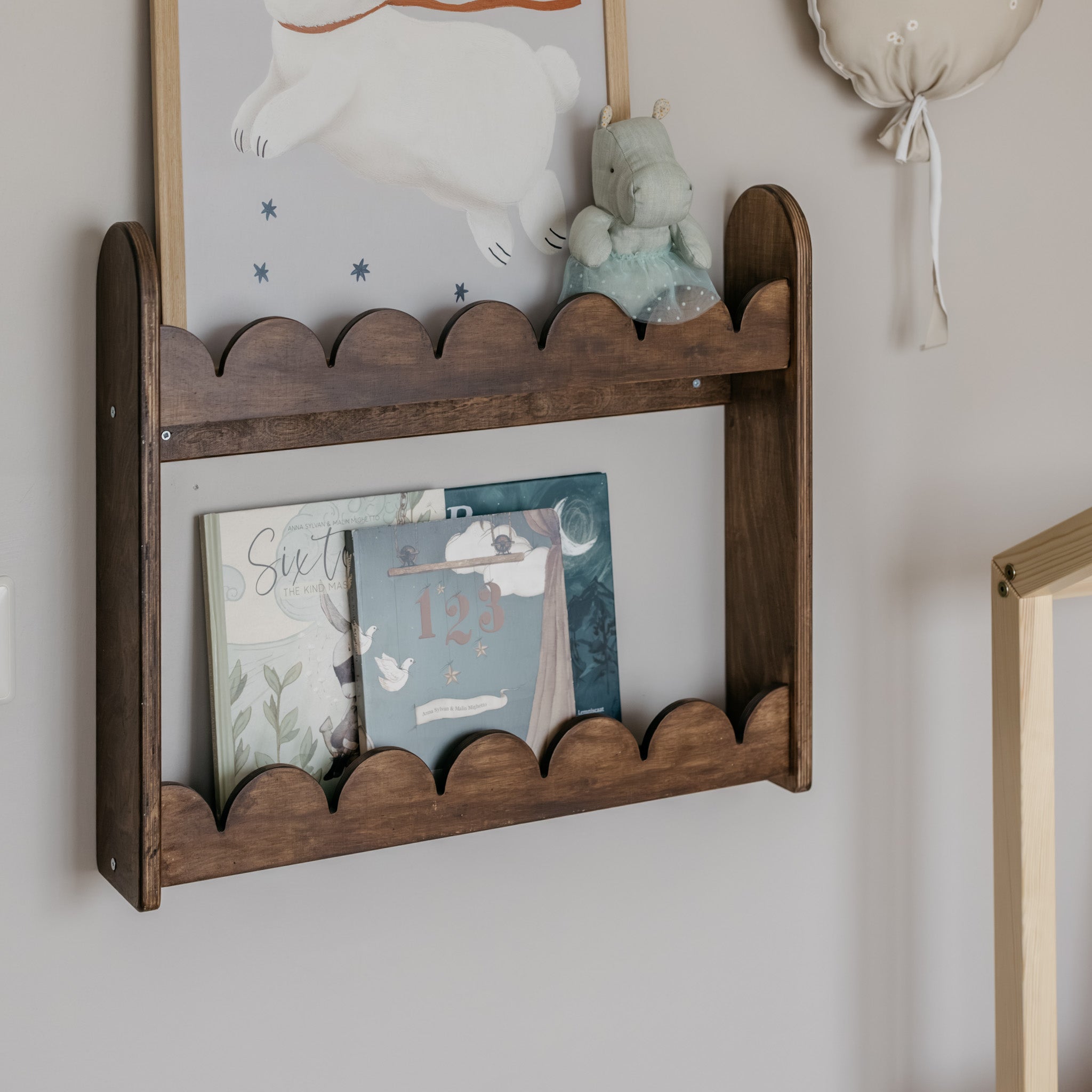 Bibliothèque Bubble Montessori nursery | 2 étagères - teinté wengé