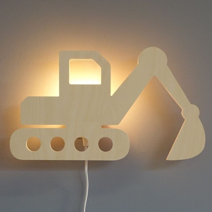 Houten wandlamp kinderkamer | Graafmachine - toddie.nl