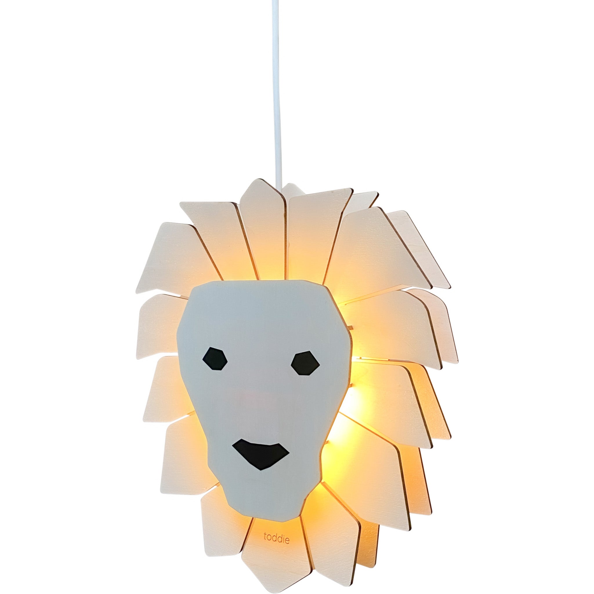 Lampe suspendue en bois chambre d'enfant | Lion - naturel - toddie.fr