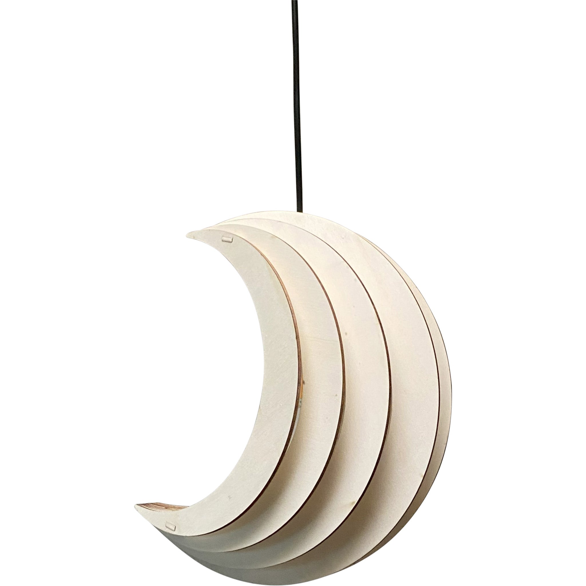 Lampe suspendue en bois chambre d'enfant | Lune - naturel