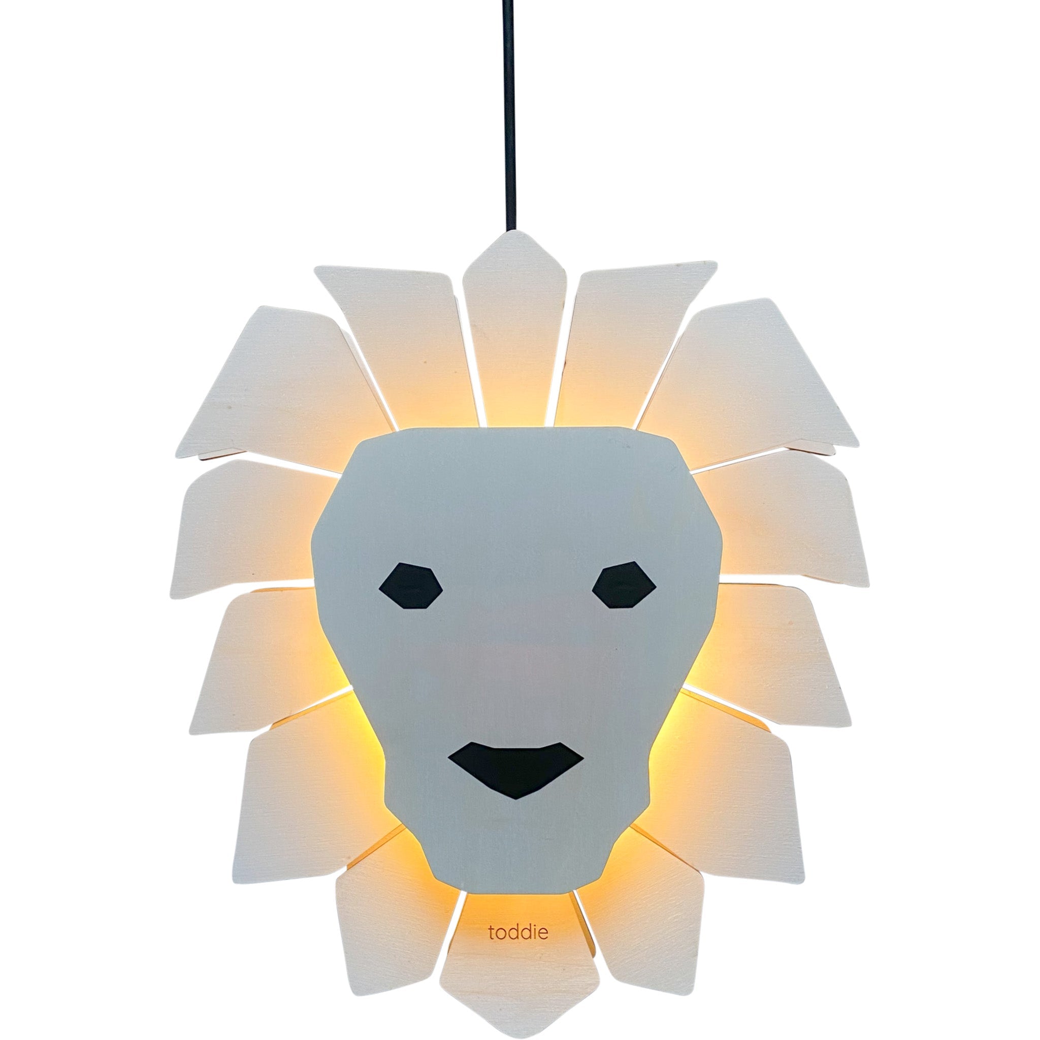 Lampe suspendue en bois chambre d'enfant | Lion - naturel - toddie.fr