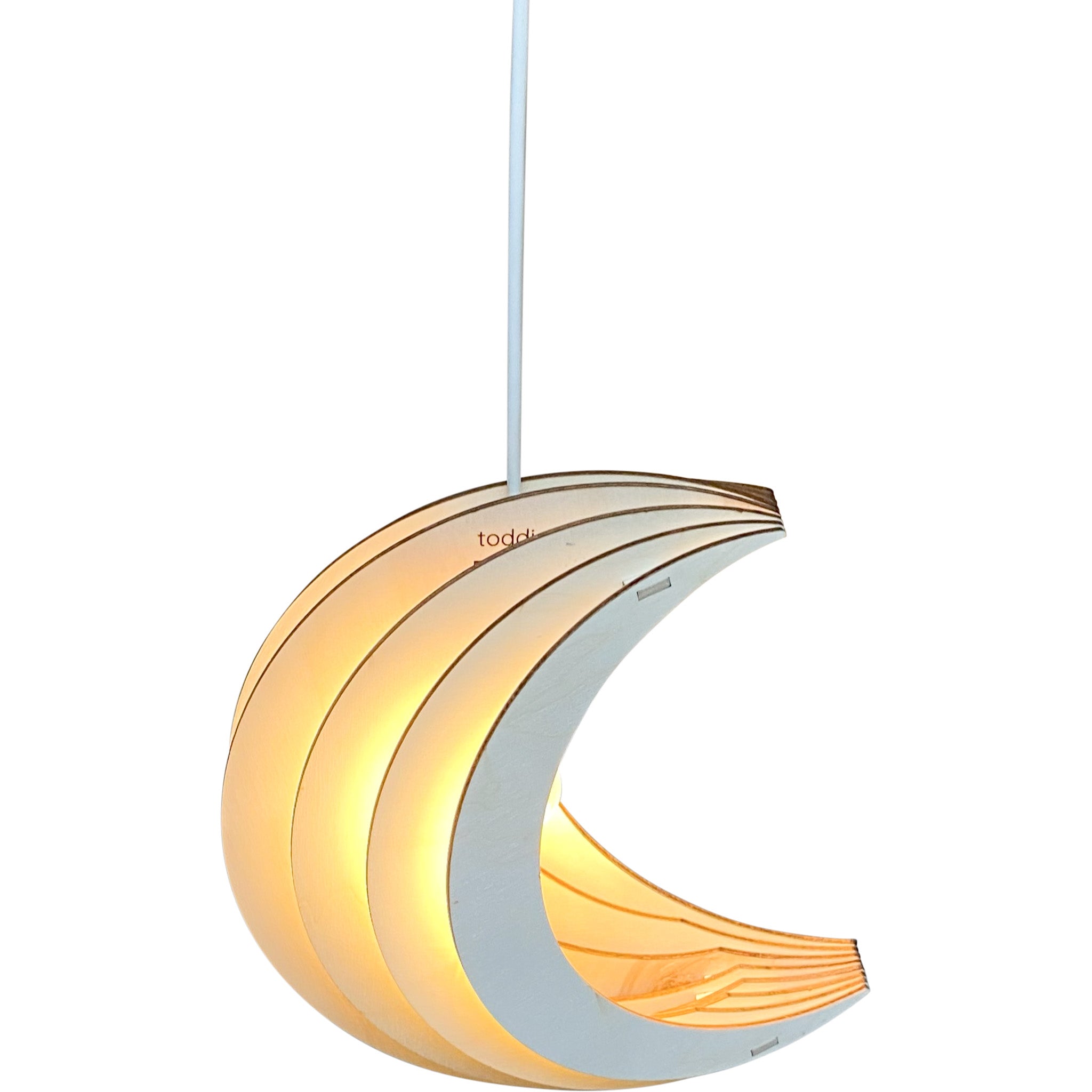 Lampe suspendue en bois chambre d'enfant | Lune - naturel