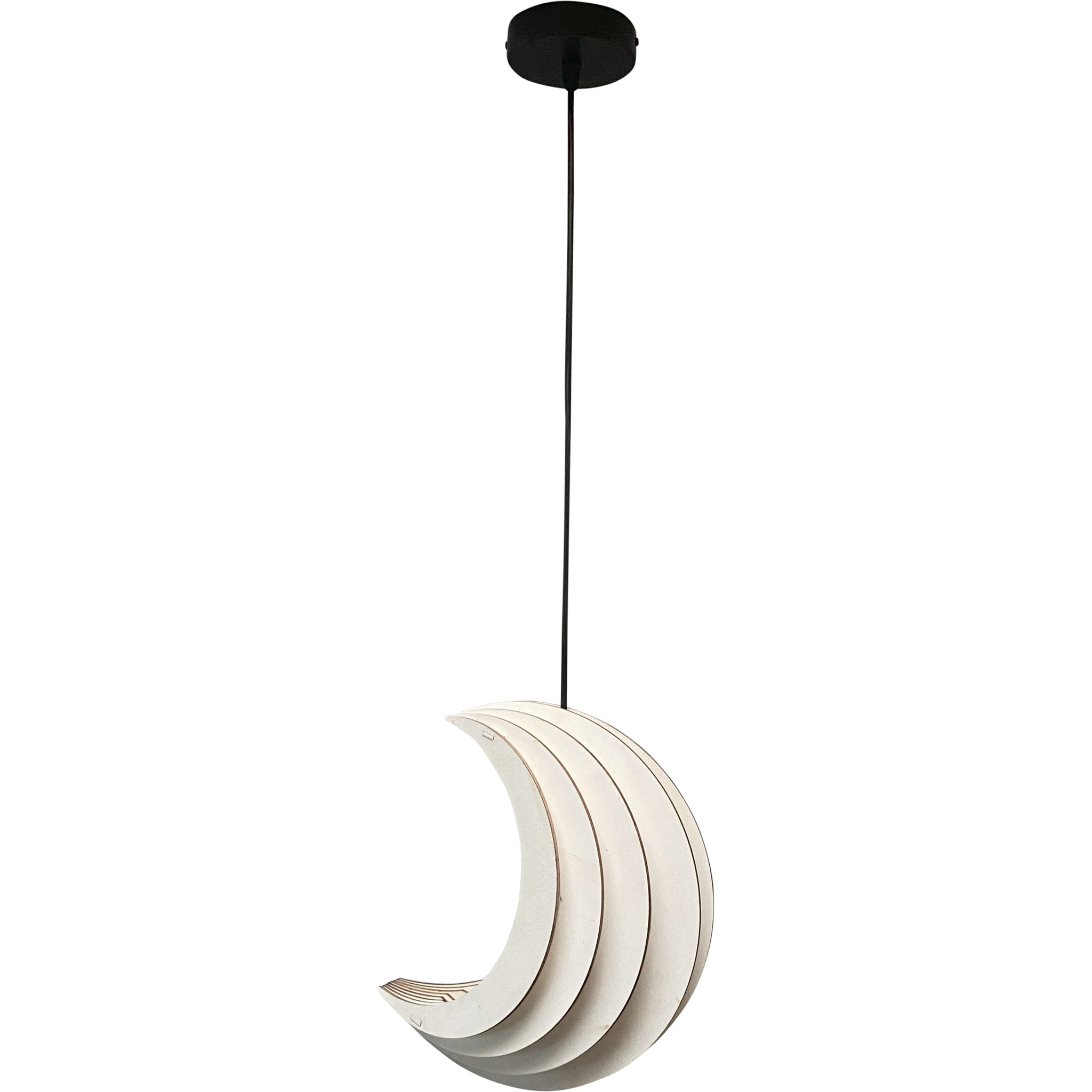 Houten hanglamp kinderkamer | Maan - blank - toddie.nl ®