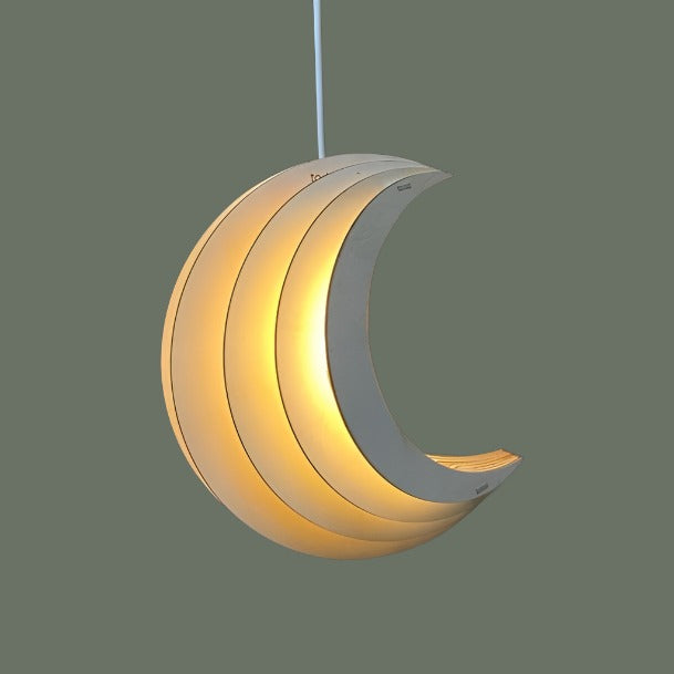 Lampe suspendue en bois chambre d'enfant | Lune - naturel