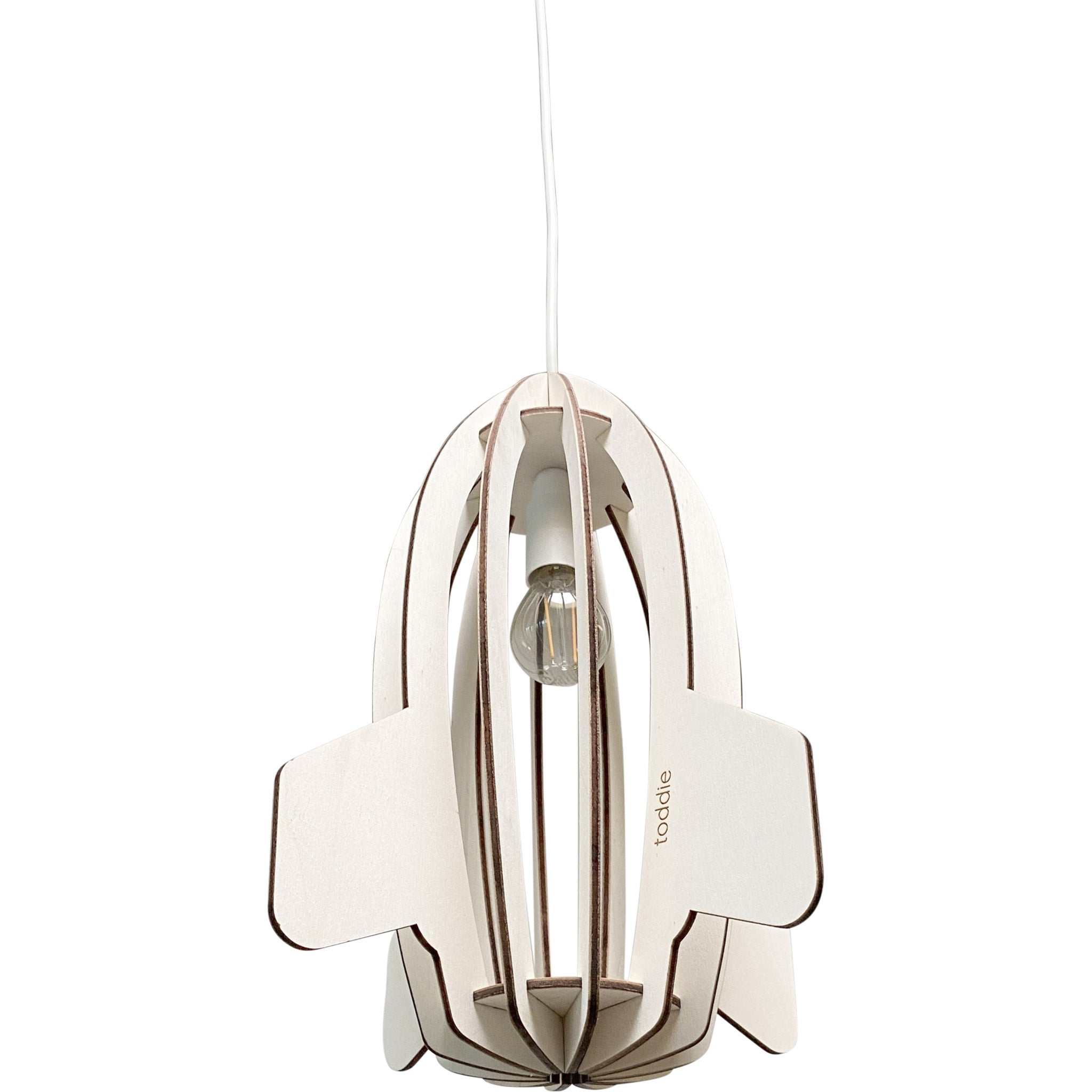 Lampe suspendue en bois chambre d'enfant | Fusée - naturel