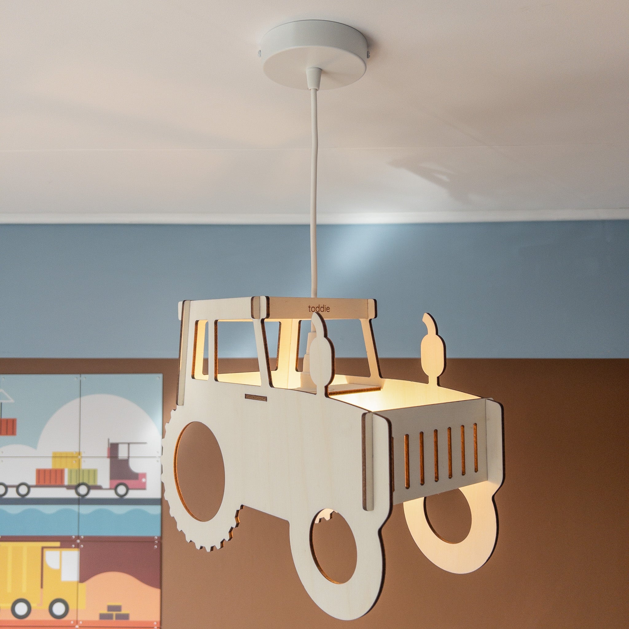 Houten hanglamp kinderkamer | Trekker - blank - toddie.nl ®