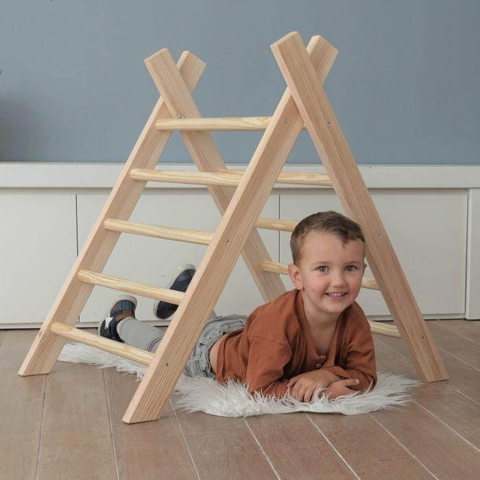 Houten klimrek, klimdriehoek inklapbaar - toddie.nl