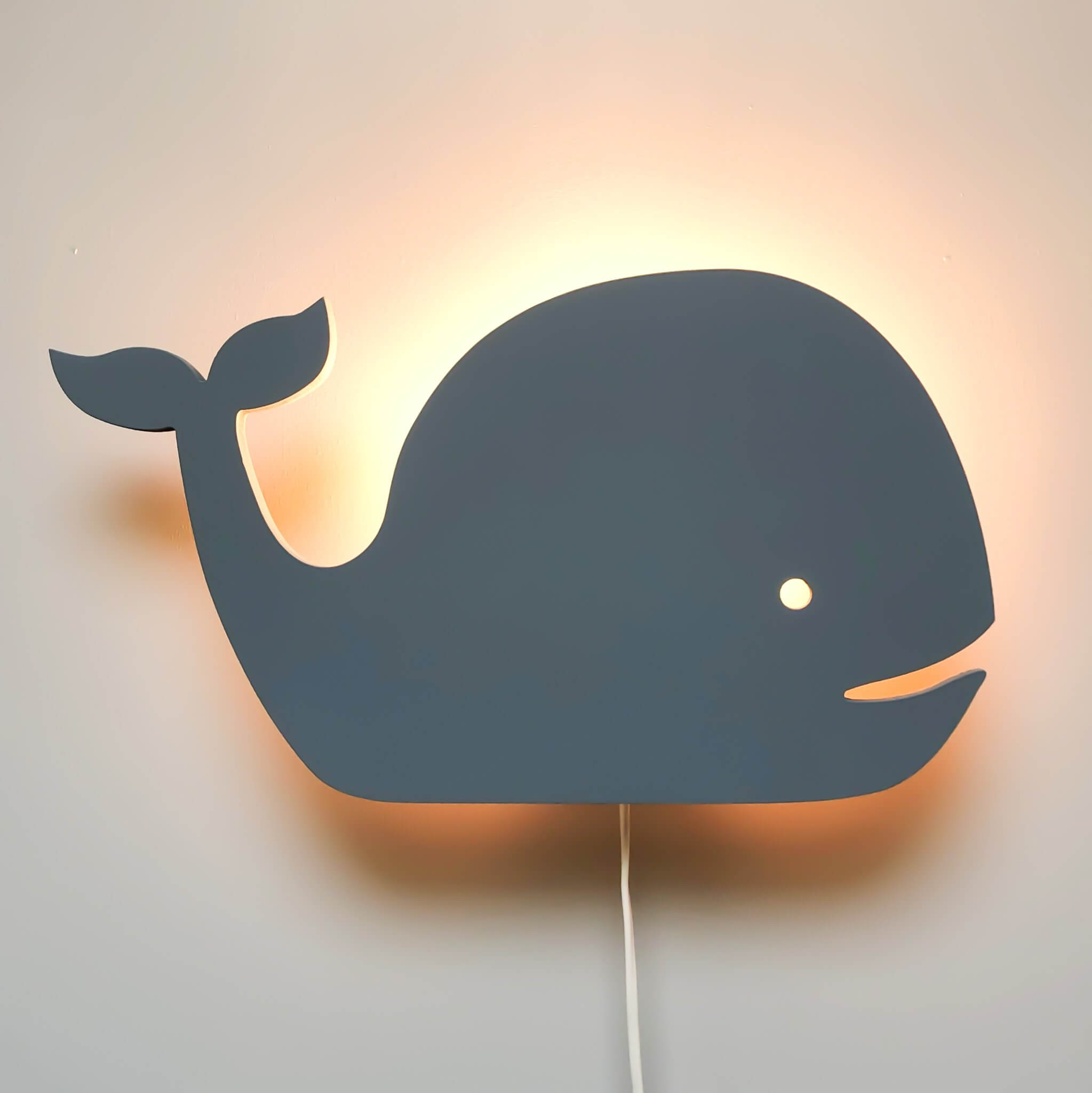 Houten wandlamp kinderkamer | Walvis denim drift - toddie.nl