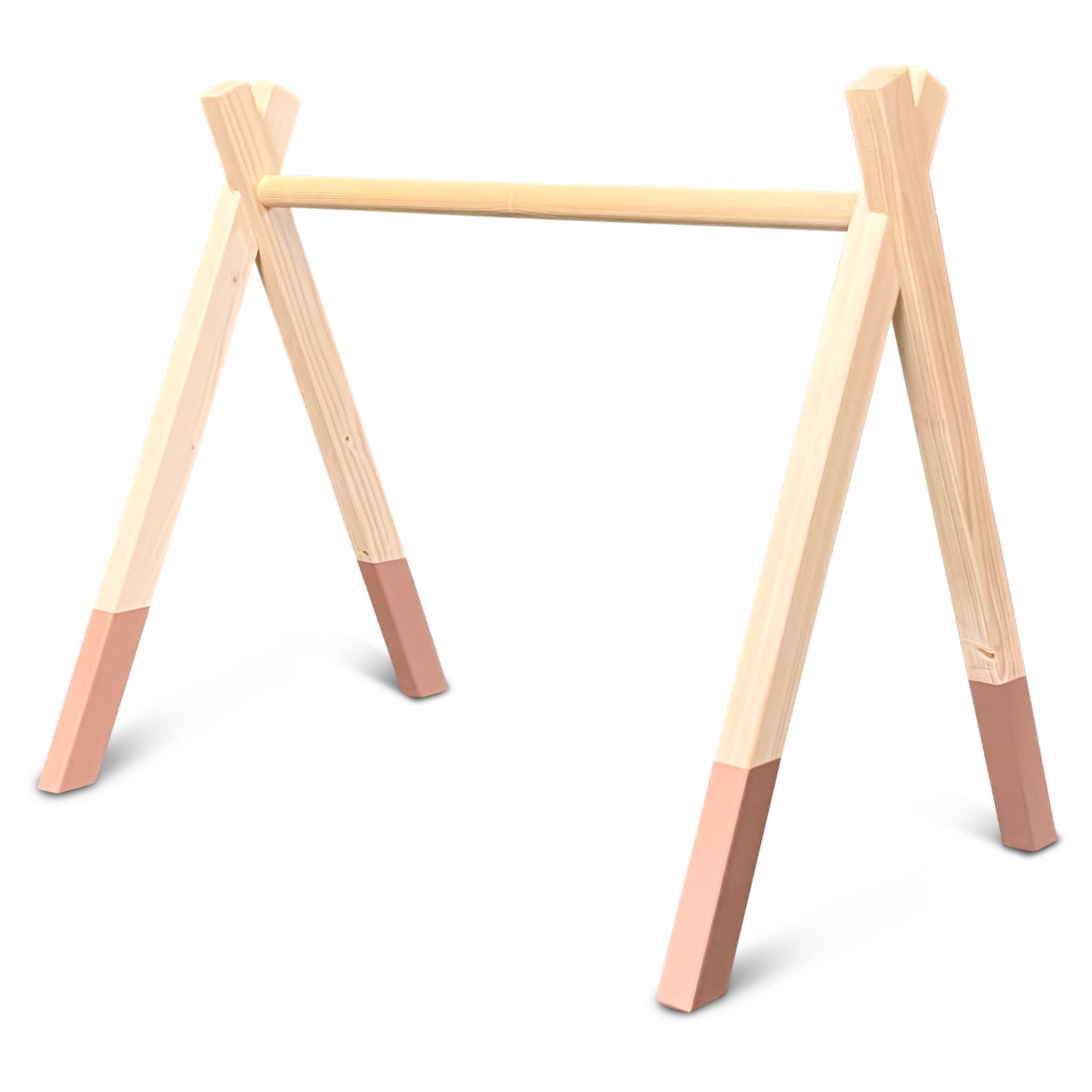 Houten babygym Terra roze, zonder hangers (apart verkrijgbaar), Tipi vorm massief hout - toddie.nl
