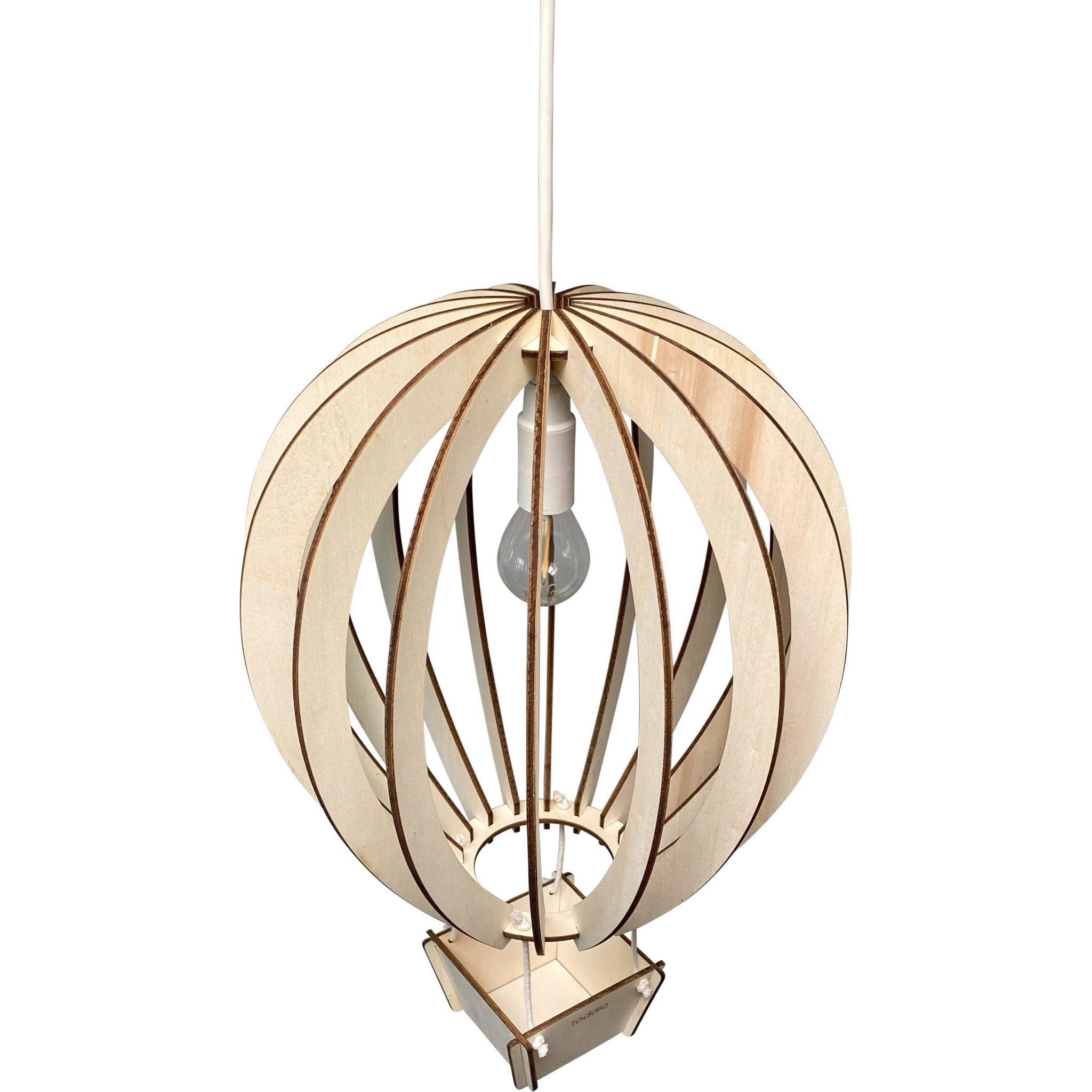 Lampe suspendue en bois chambre d'enfant | Montgolfière - naturel
