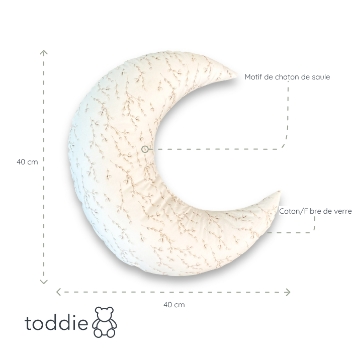 Coussin décoratif chambre d’enfant | Lune - chatons de saule - toddie.fr