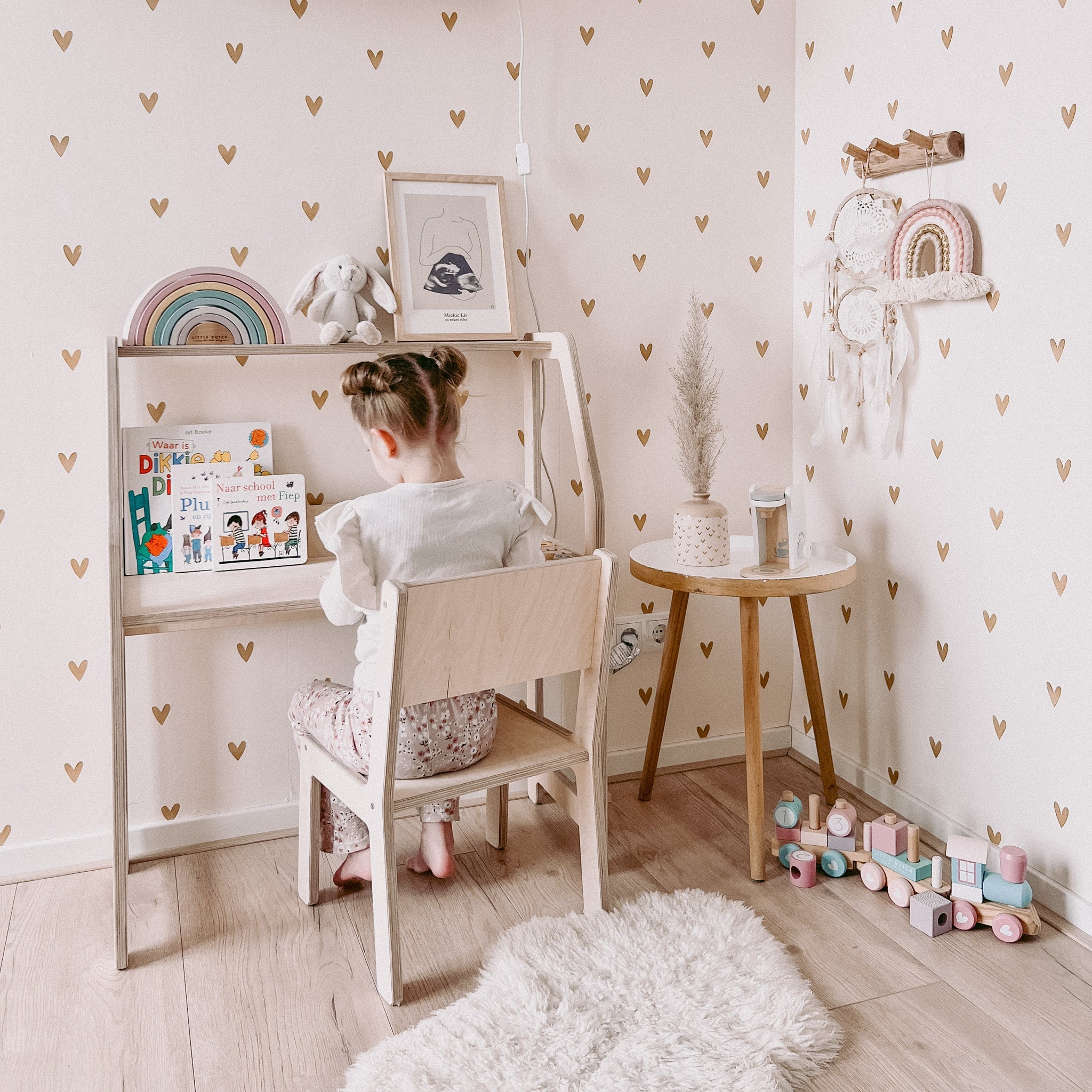 Montessori bureau en bois chambre d'enfant 2-7 ans | Avec chaise - naturel - toddie.fr