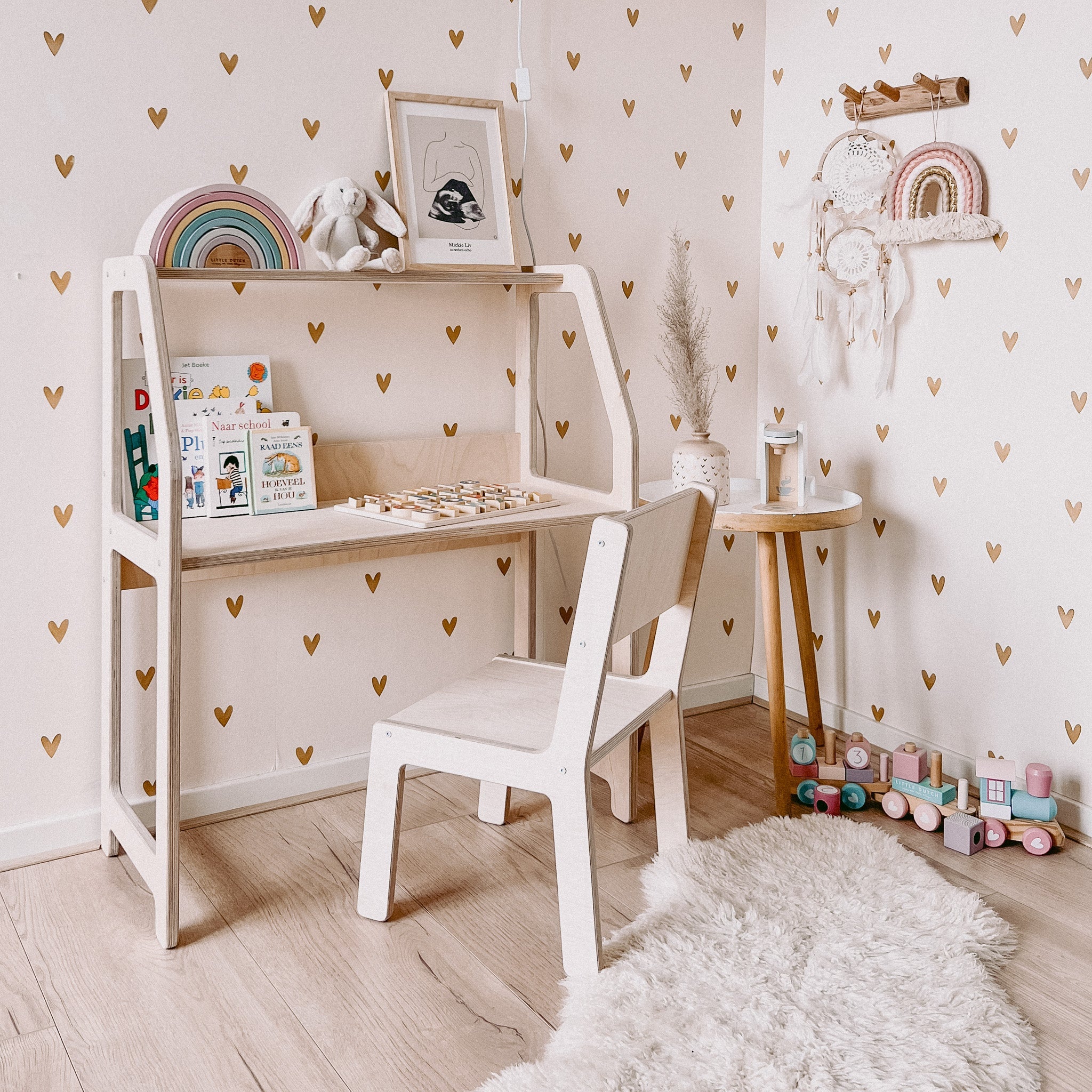 Montessori bureau en bois chambre d'enfant 2-7 ans | Avec chaise - naturel - toddie.fr