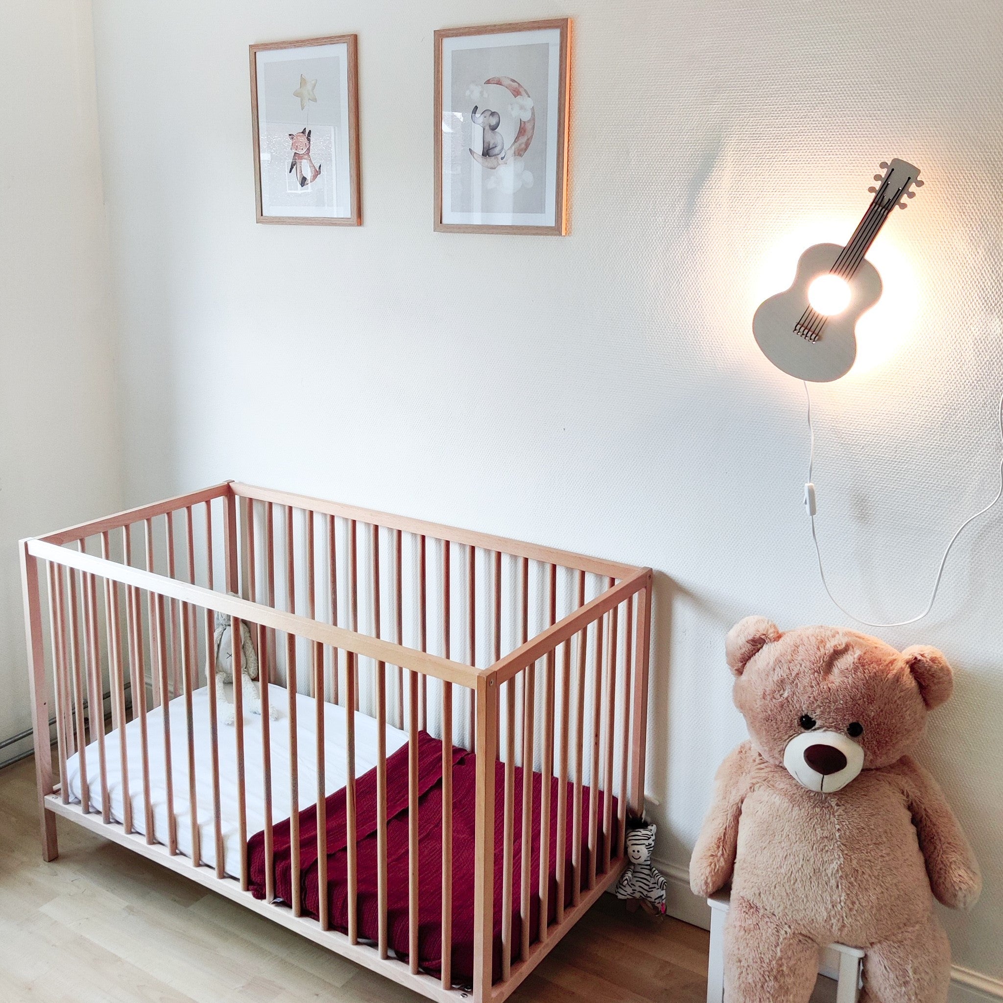 Houten wandlamp gitaar | nachtlampje multiplex - toddie.nl