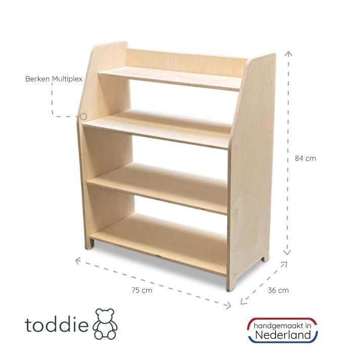 Montessori meuble de jeu | Meuble de rangement enfants 4 étagères - naturel