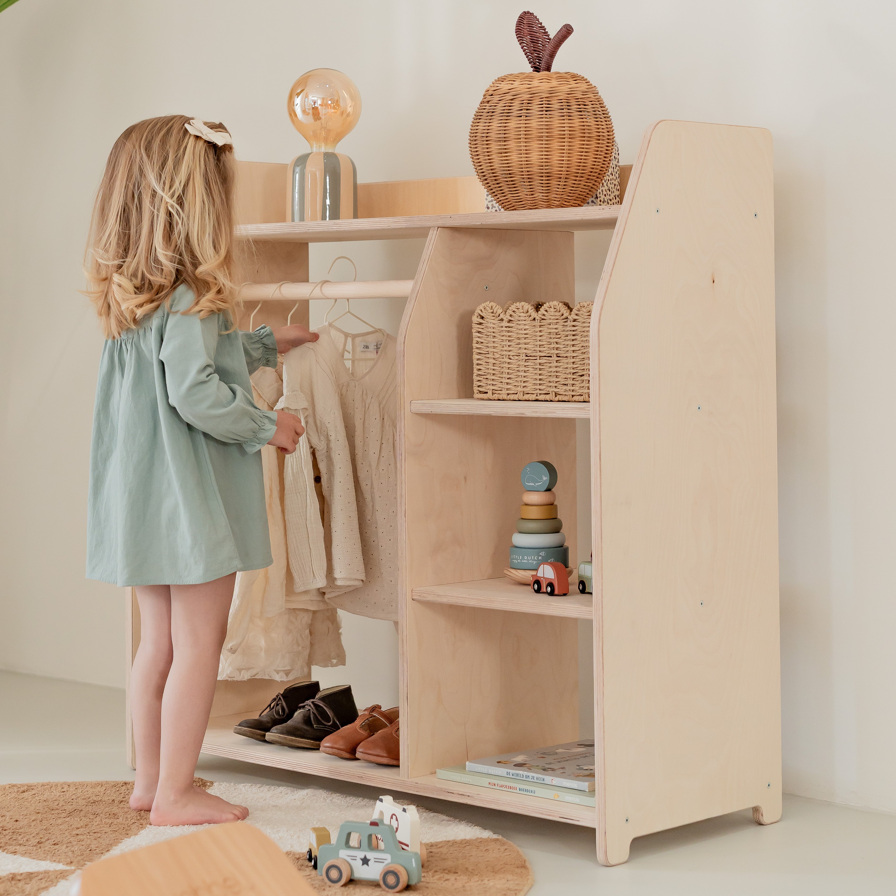 Montessori garde-robe chambre d'enfant | Penderie enfants - naturel - toddie.fr