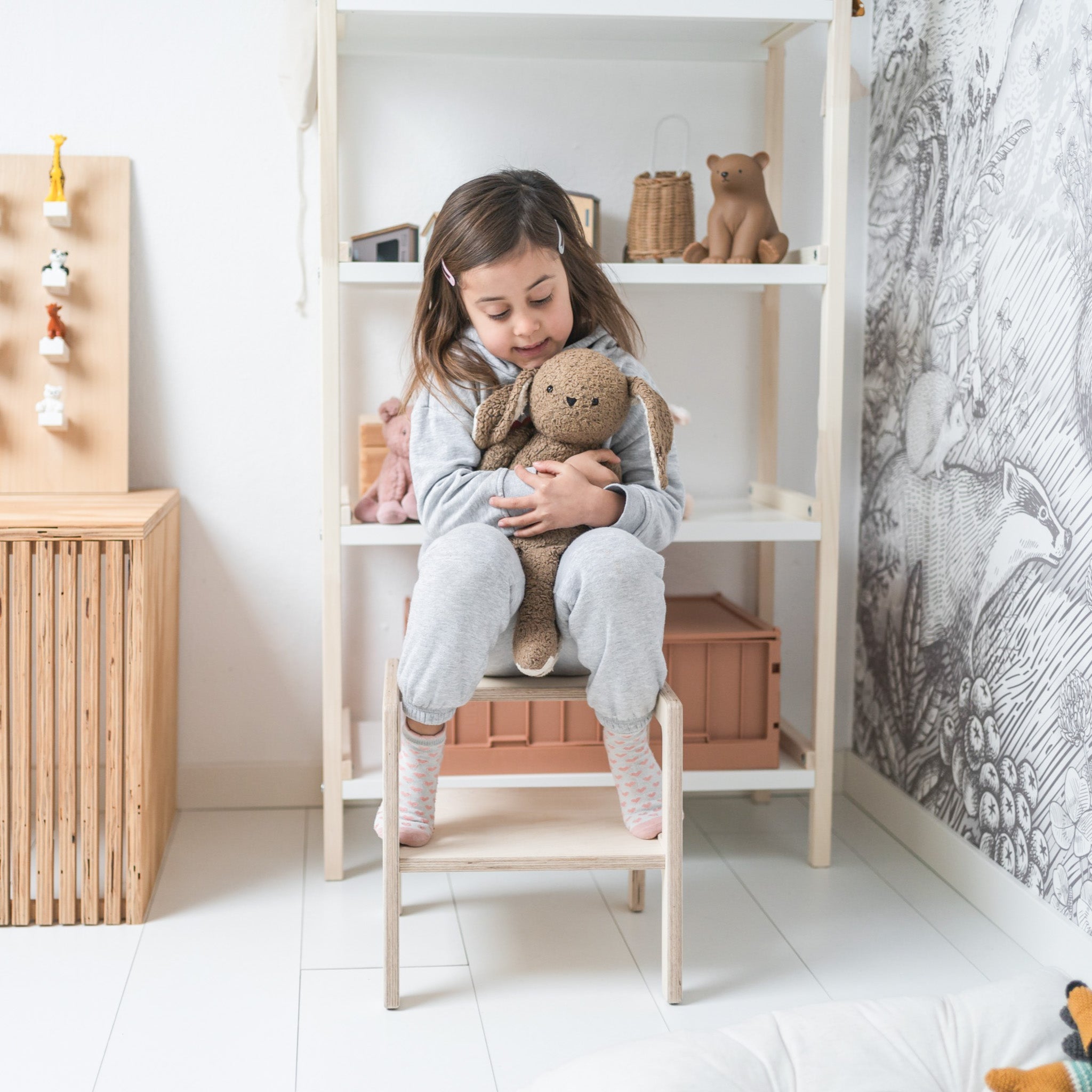 Tour d'apprentissage Montessori | Marchepied en bois, tabouret - naturel - toddie.fr