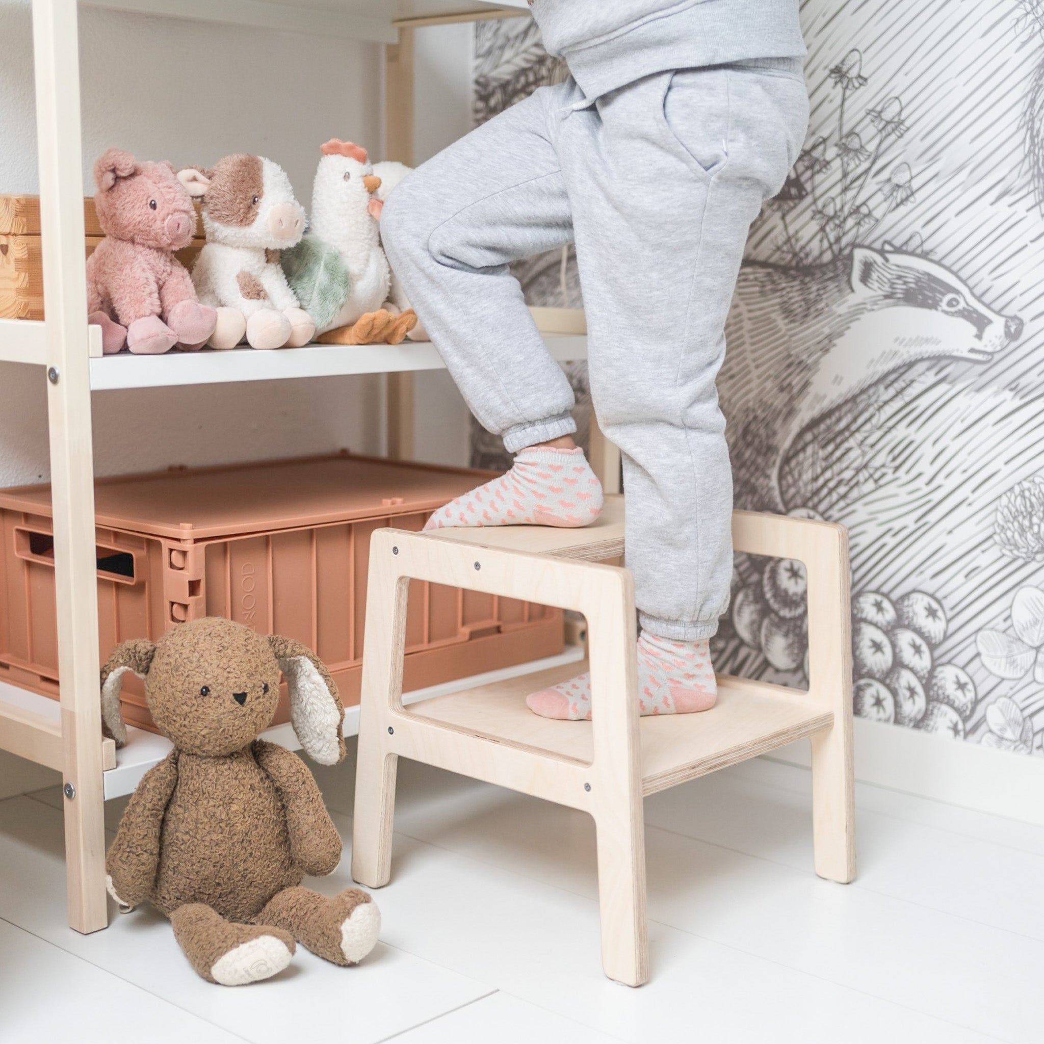 Tour d'apprentissage Montessori | Marchepied en bois, tabouret - naturel - toddie.fr