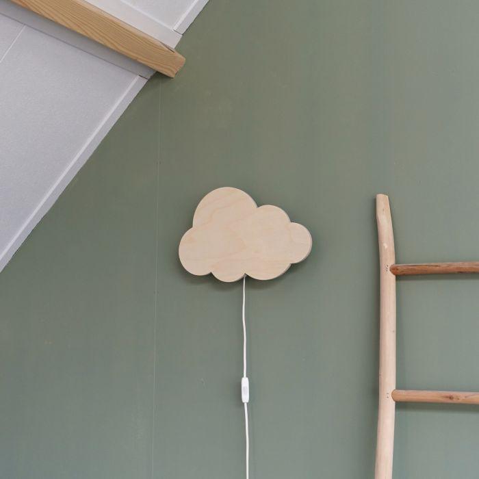 Houten wandlamp kinderkamer | Wolkie - blank - toddie.nl ®