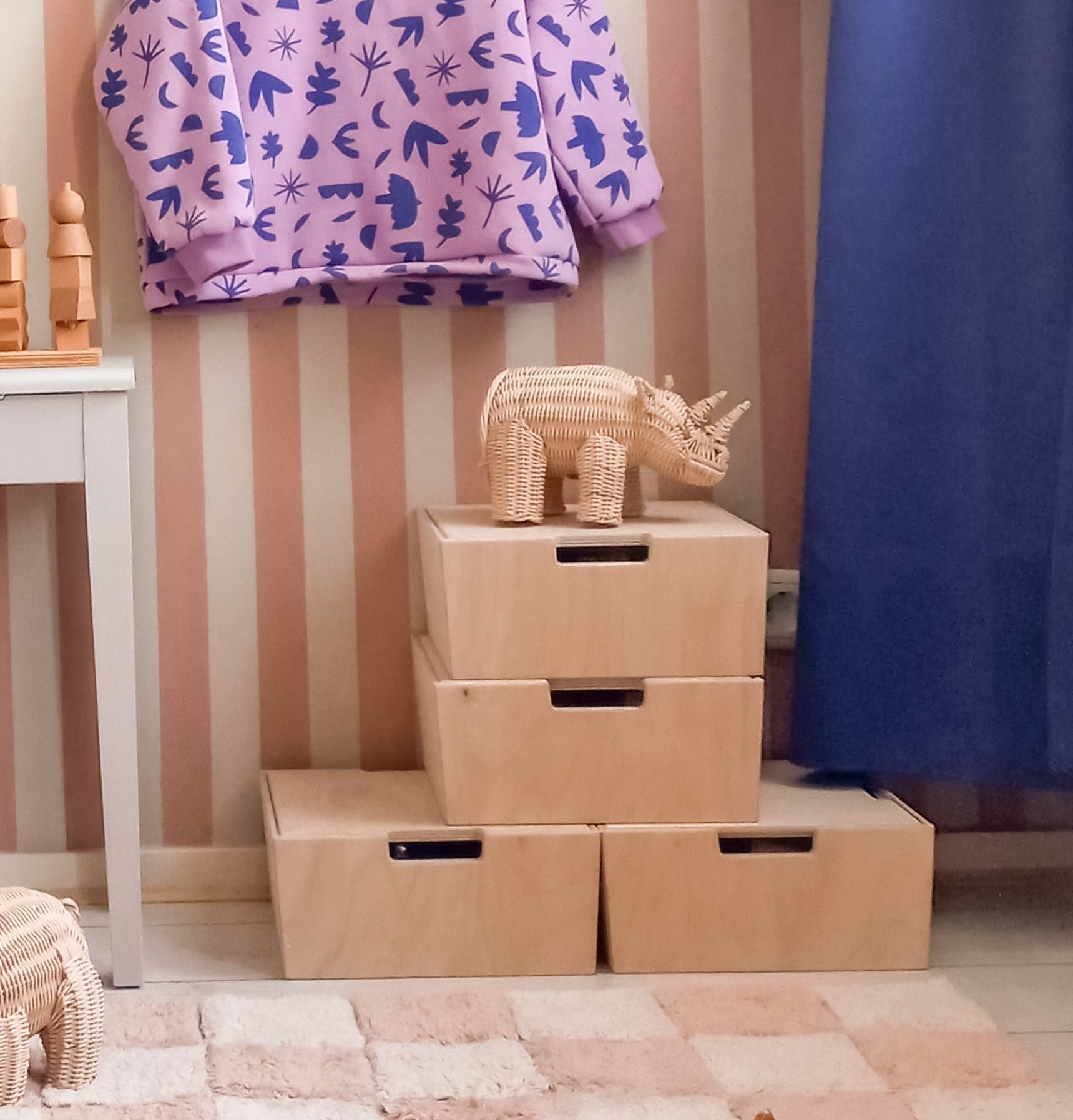 Montessori coffres de rangement chambre d'enfants | Caisses en bois empilables comme marchepied - naturel - toddie.fr