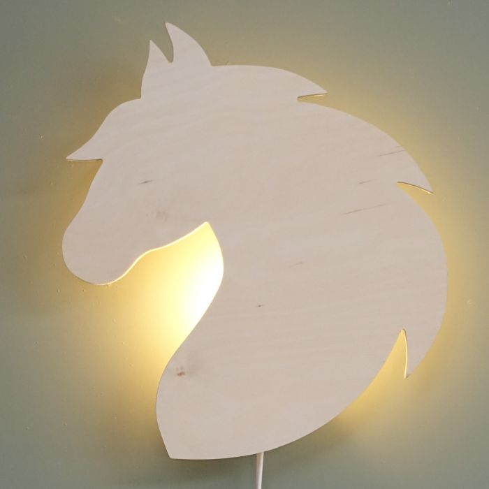 Houten wandlamp kinderkamer | Paard - multiplex - toddie.nl