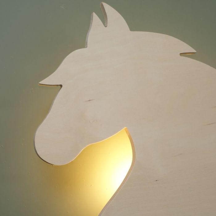 Houten wandlamp kinderkamer | Paard - multiplex - toddie.nl