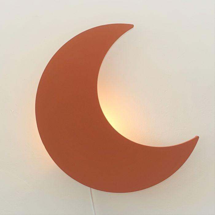 Houten wandlamp kinderkamer | Maan - baksteen rood - toddie.nl ®