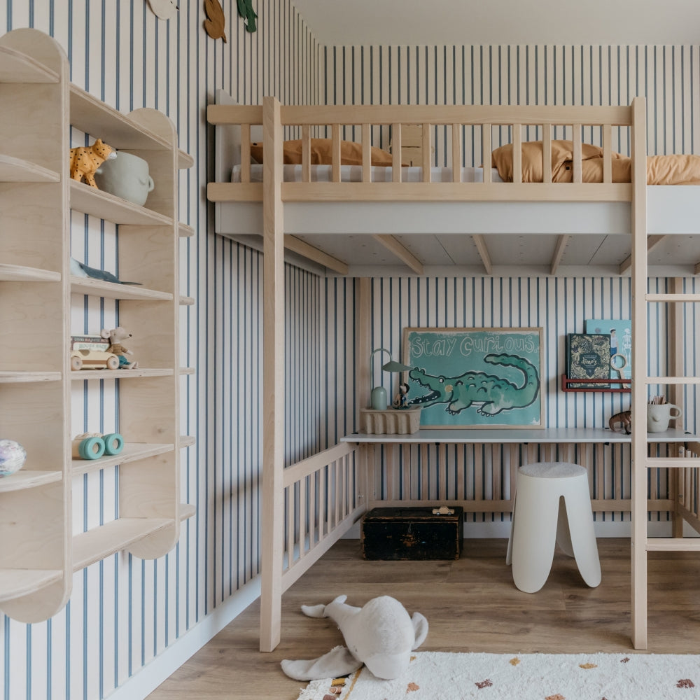 Round Montessori bibliothèque murale chambre d'enfant | Étagère à casiers 6 étagères - naturel