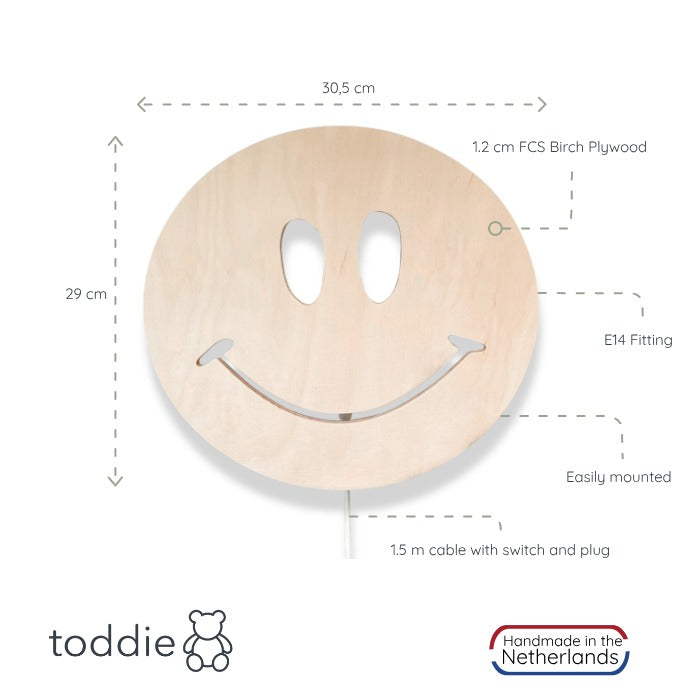 Applique murale en bois chambre d'enfant | Smiley - naturel