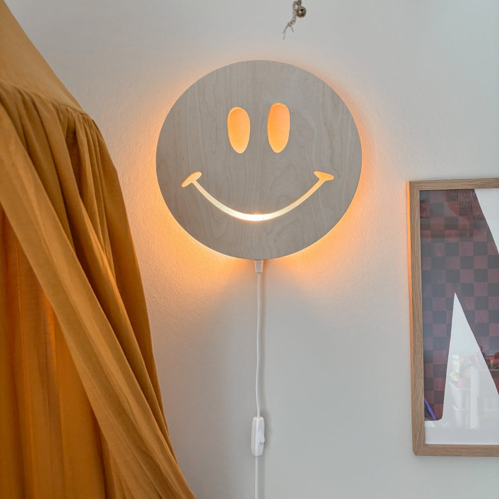 Applique murale en bois chambre d'enfant | Smiley - naturel