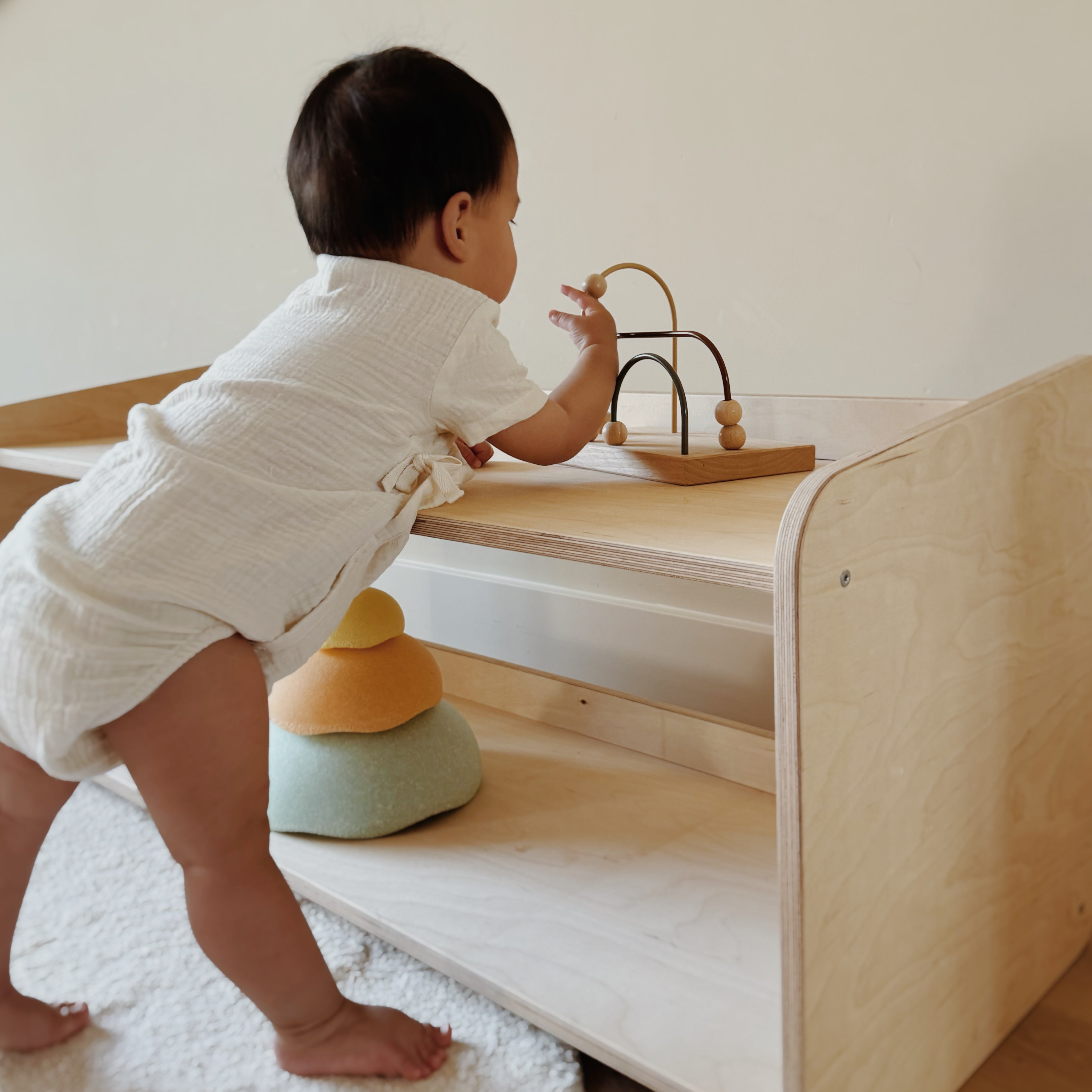 Montessori meuble à jouets | Étagère à livres 2 étagères - naturel