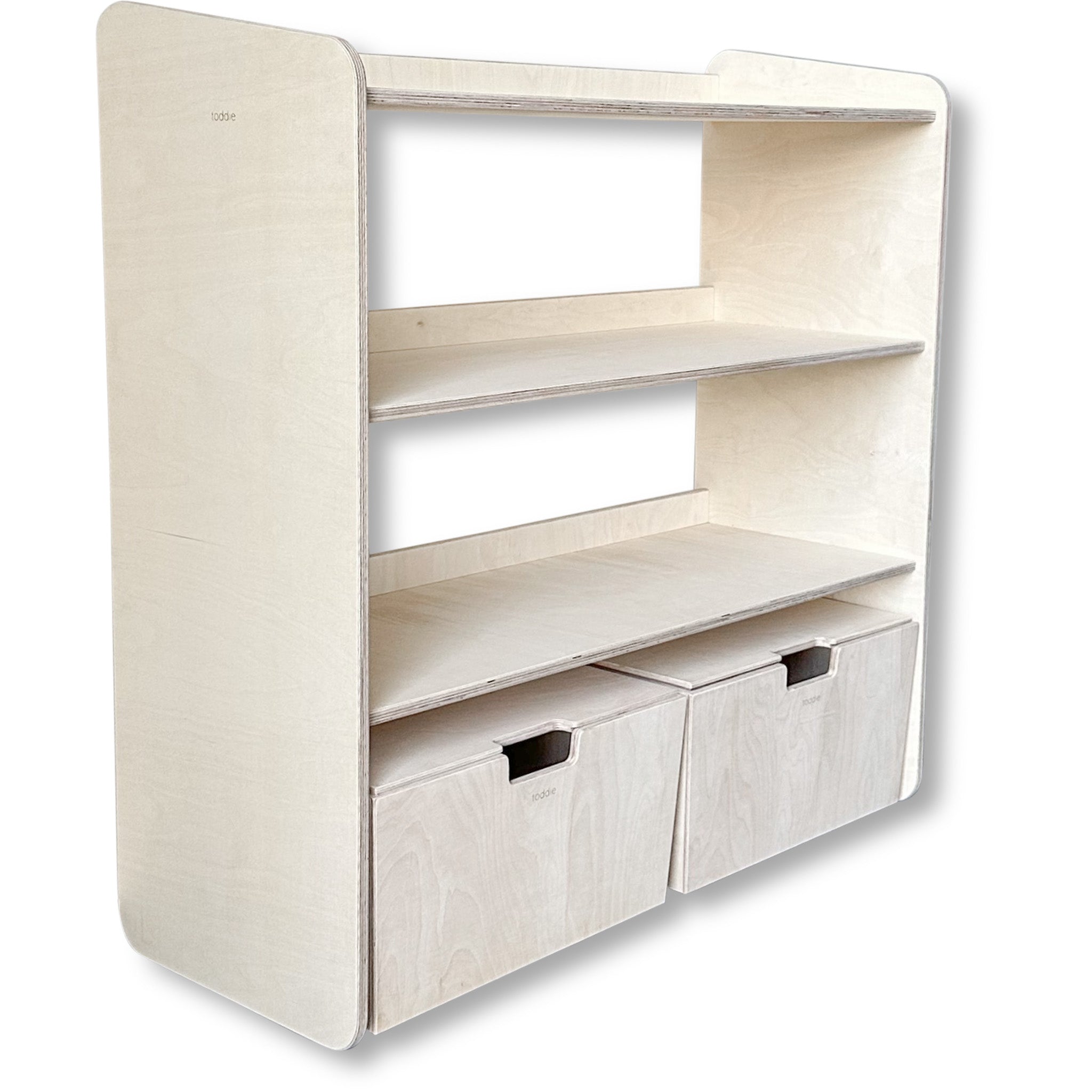 Montessori meuble à jouets ouverte + coffres de rangement roulants | Étagère à livres 2 étagères - naturel