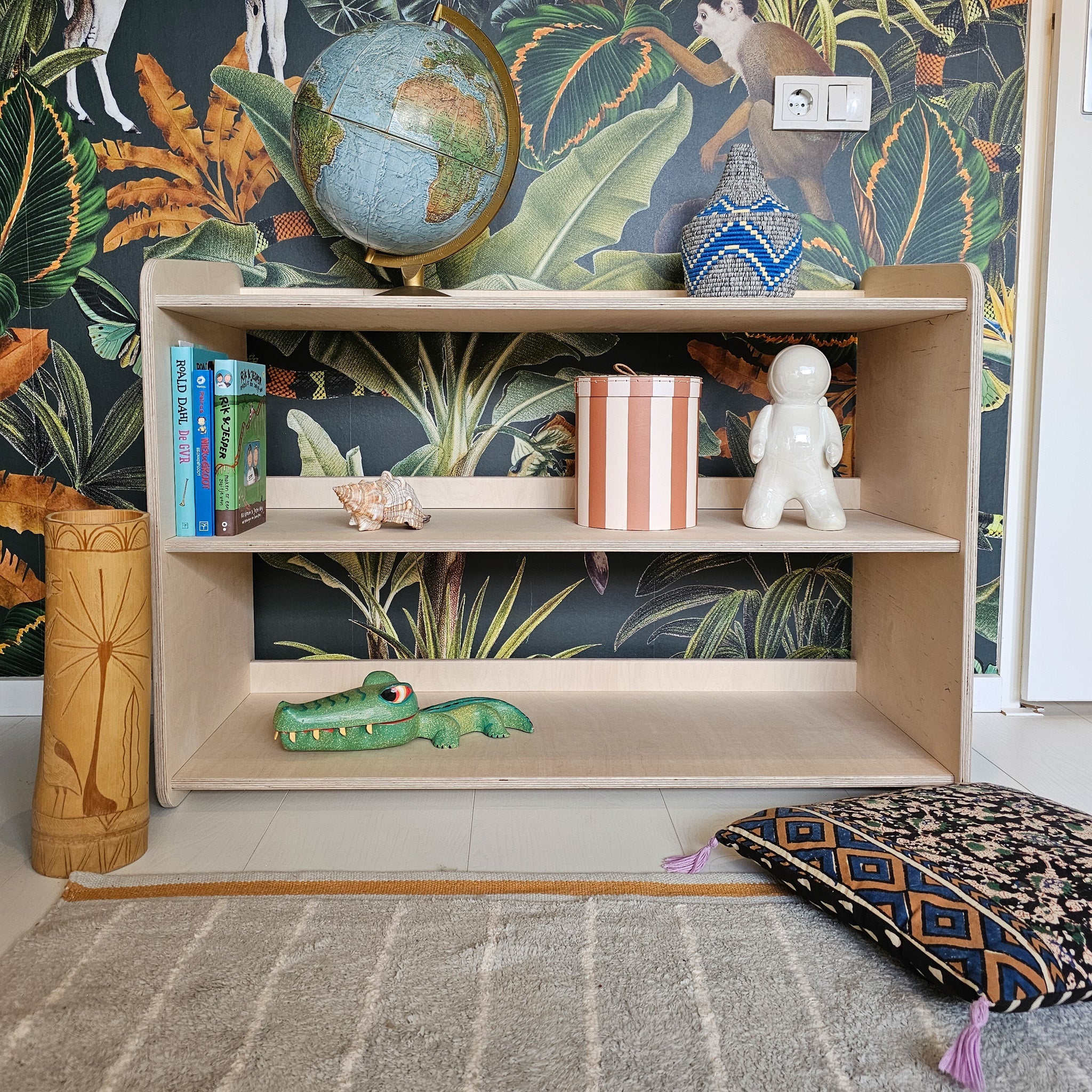 Jollie Montessori meuble à jouets | Étagère à livres 3 étagères - naturel