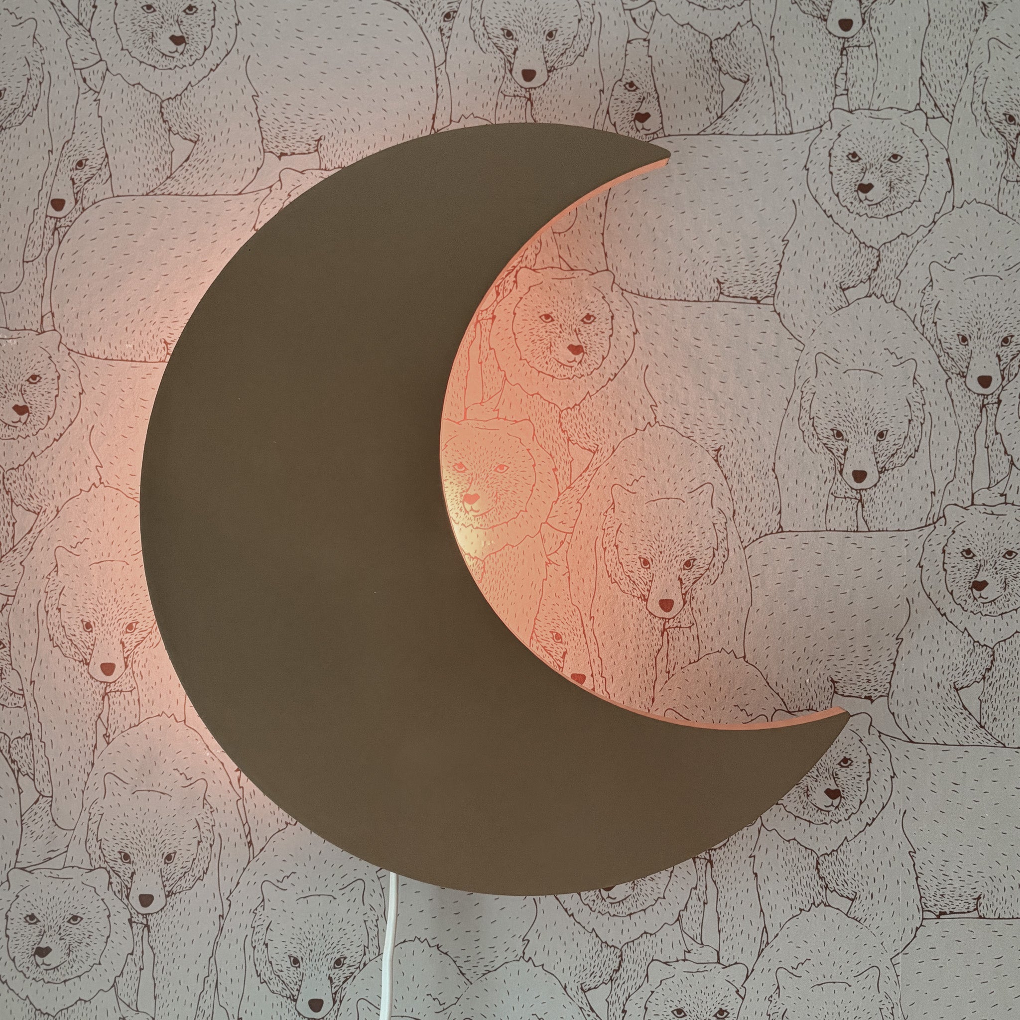 Houten wandlamp kinderkamer | Maan - spiced honey - toddie.nl ®