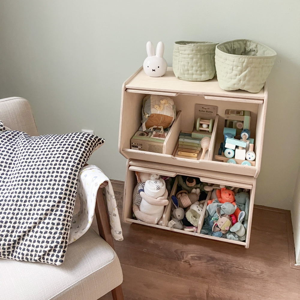 Stowie coffre de rangement empilable | Couvercle rétractable - naturel