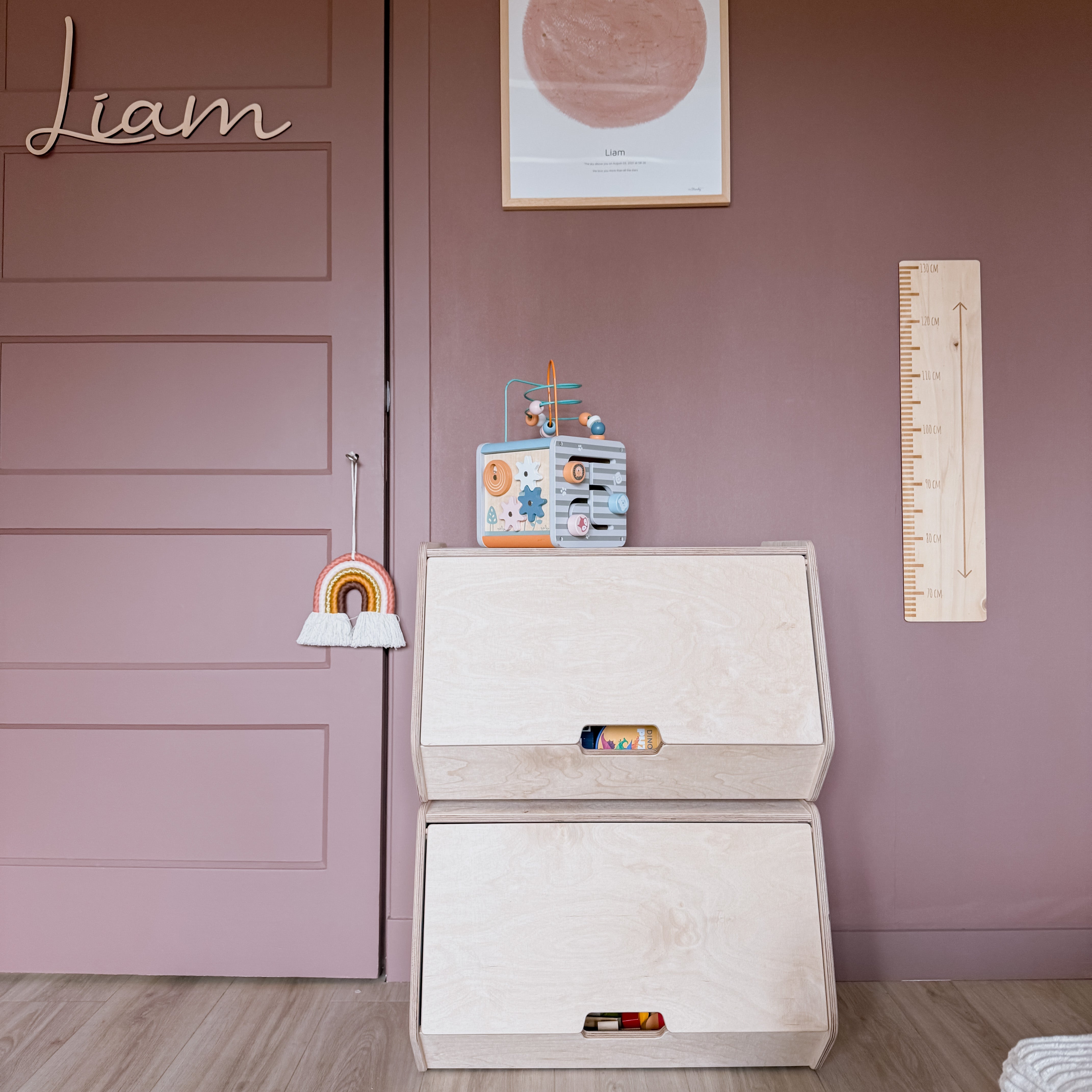 Stowie coffre de rangement empilable | Couvercle rétractable - naturel