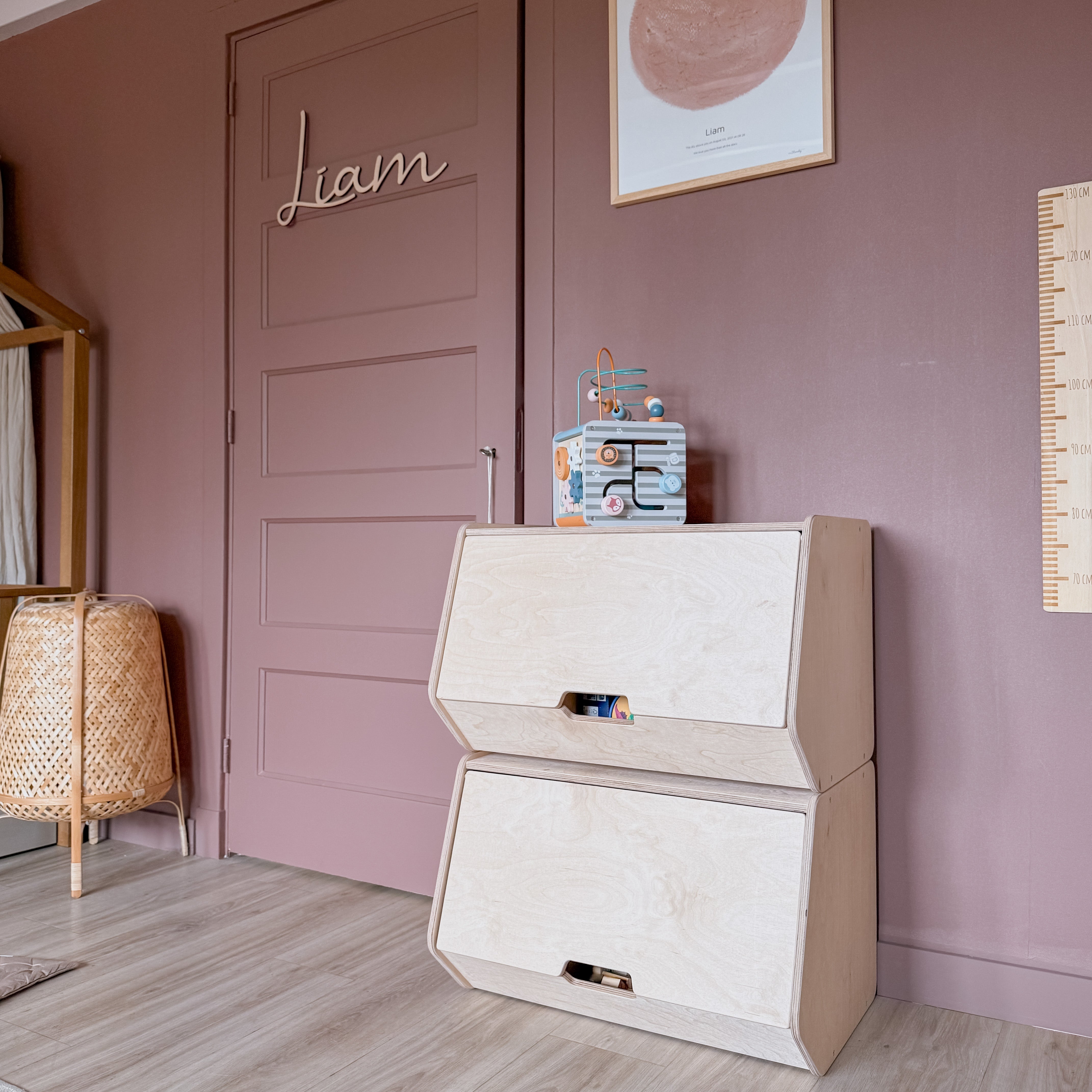 Stowie coffre de rangement empilable | Couvercle rétractable - naturel