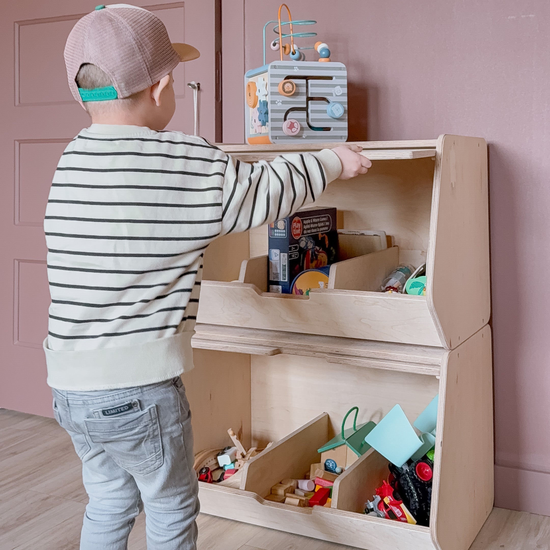 Stowie coffre de rangement empilable | Couvercle rétractable - naturel