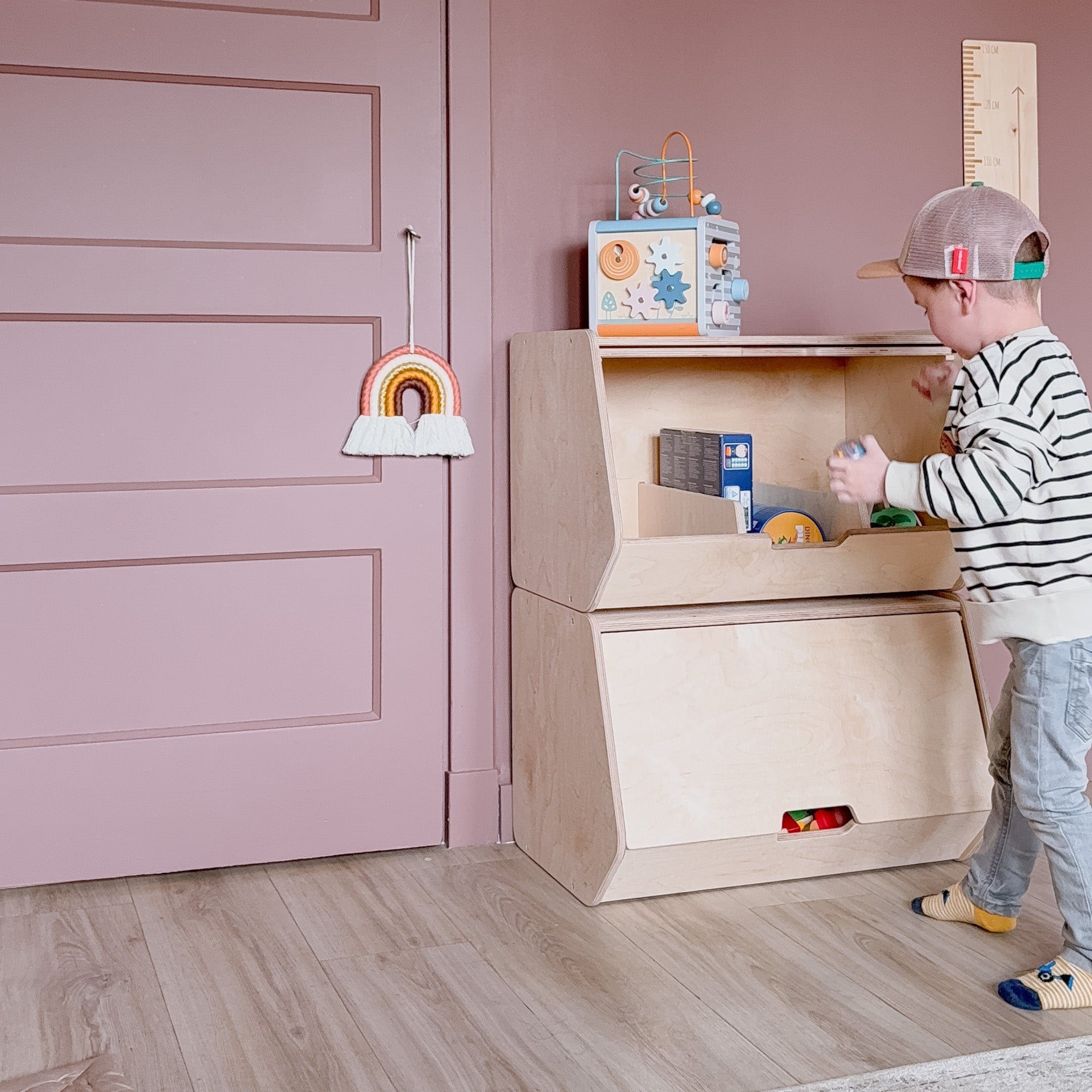 Stowie coffre de rangement empilable | Couvercle rétractable - naturel